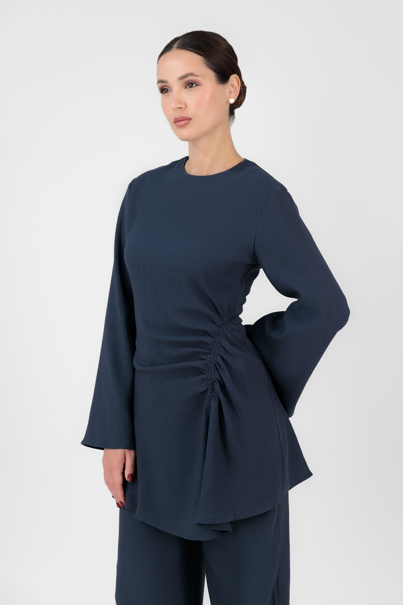Ruched Detail Tunic - Navy