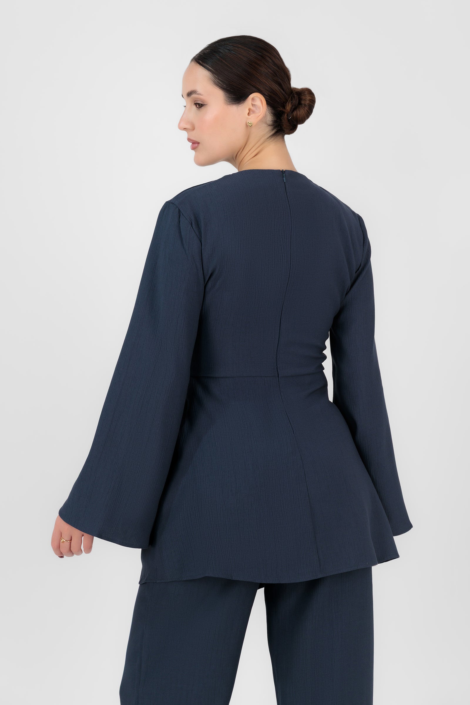 Ruched Detail Tunic - Navy