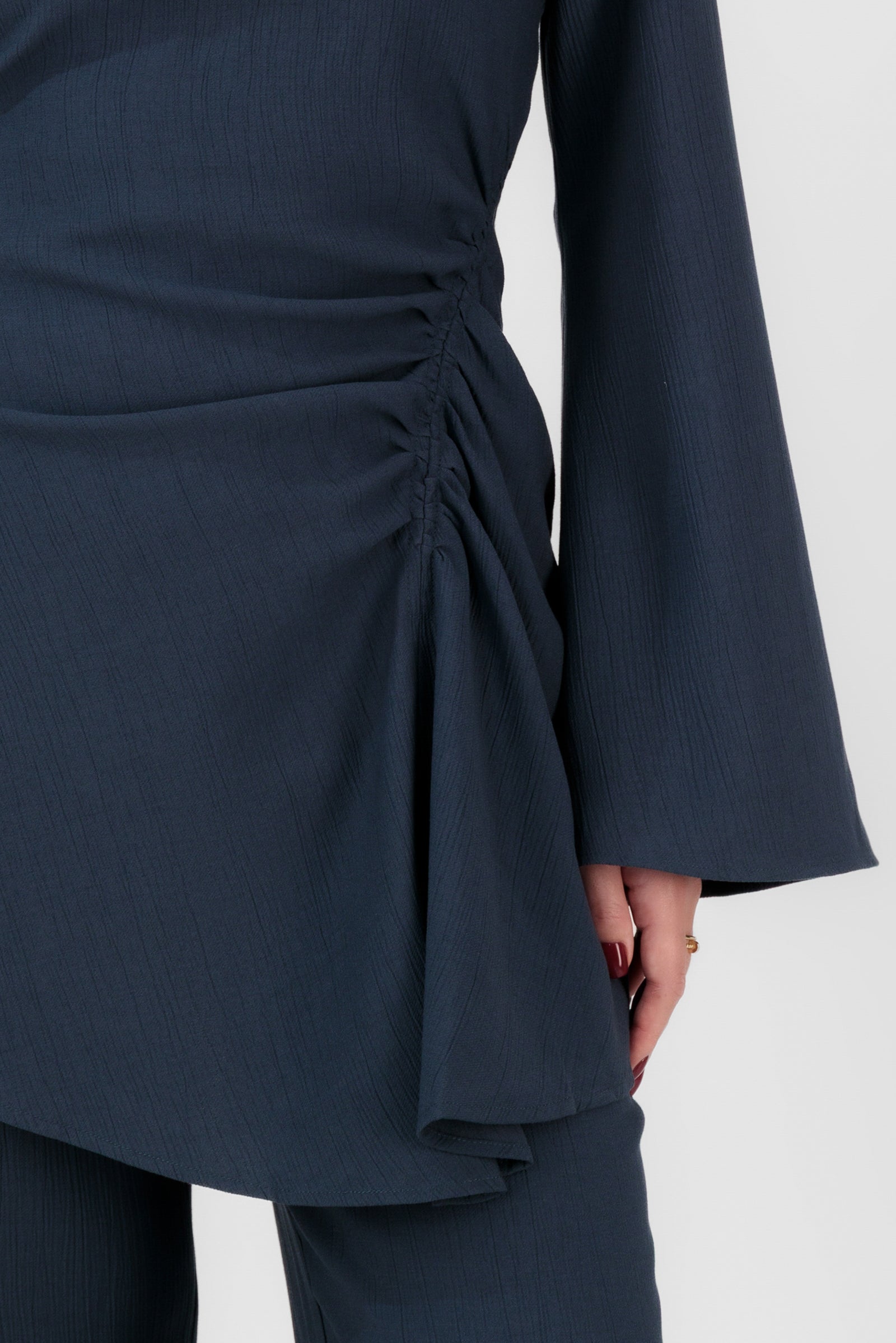 Ruched Detail Tunic - Navy
