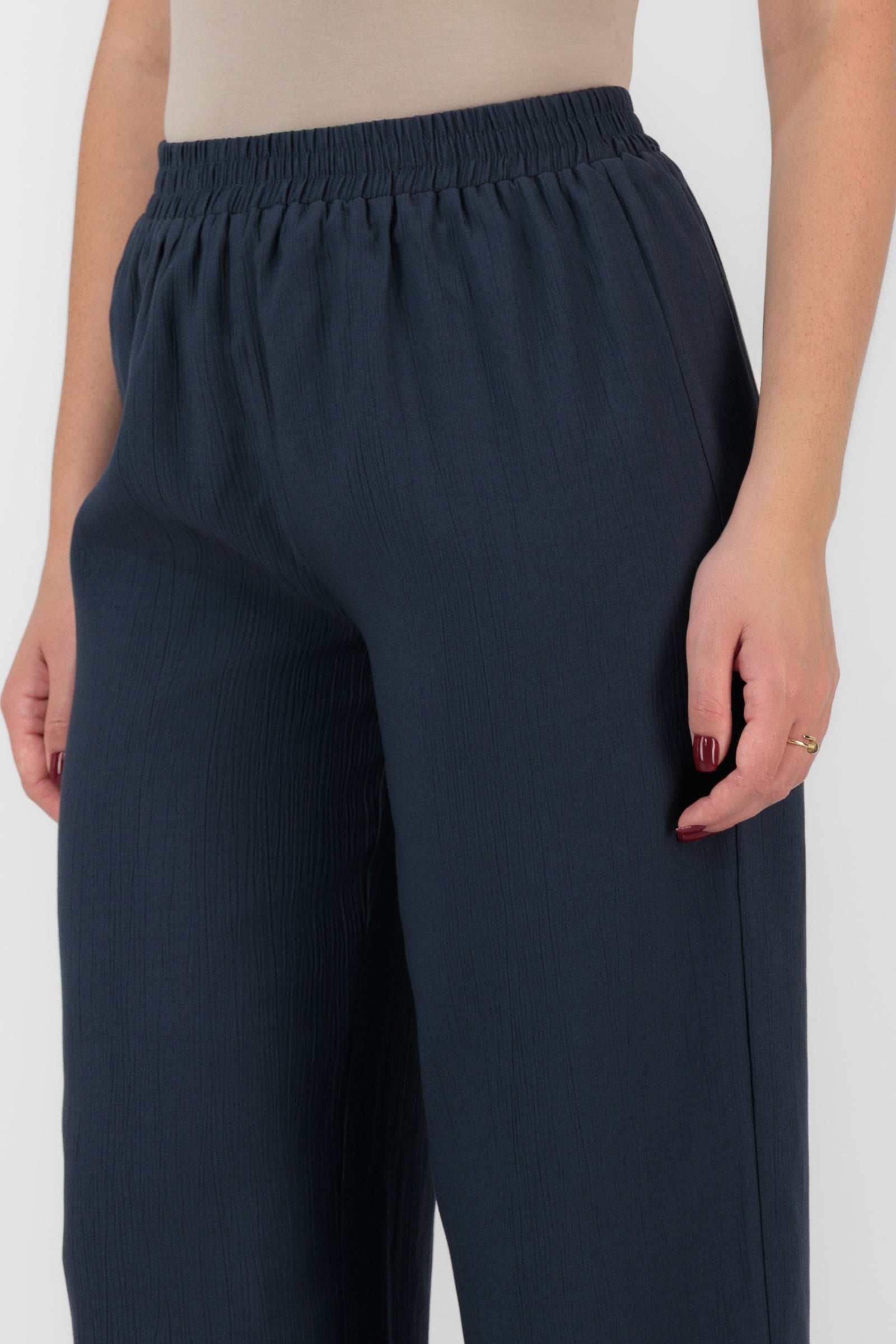 Flowy Wide Leg Pants - Navy
