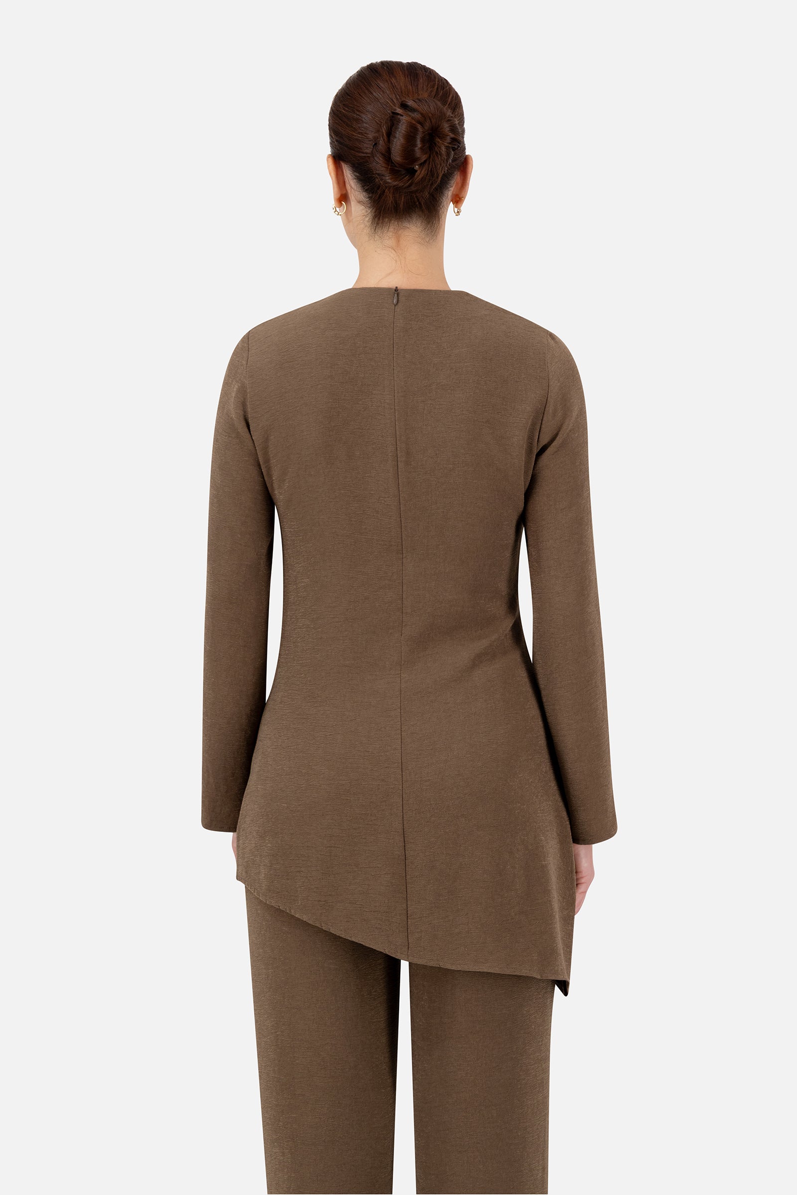 Back view of the Espresso tunic showing the relaxed fit.