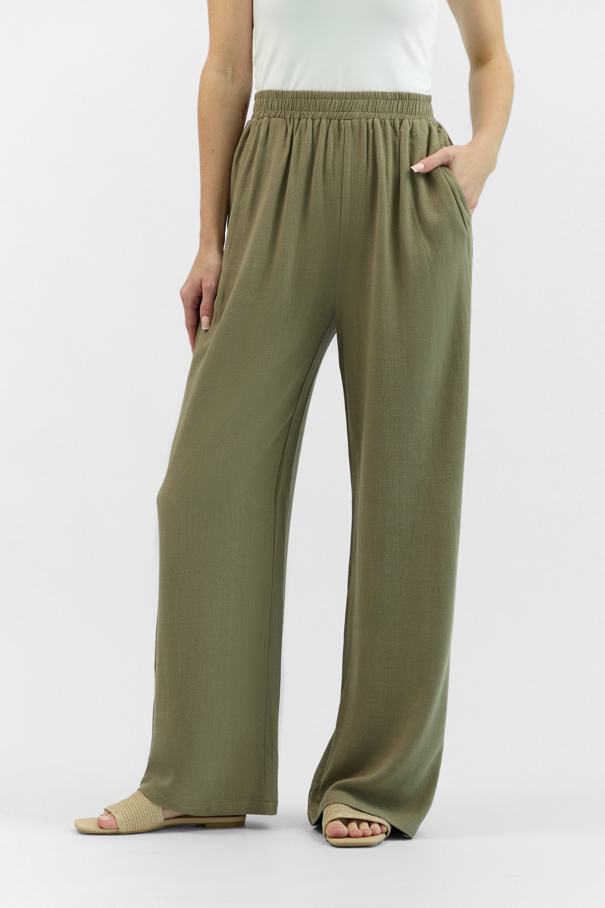 FARES Linen Blend Pants Vintage Green | Linen Blend Pants for Women FARES Linen Blend Pants Vintage Green | Linen Blend Pants for Women