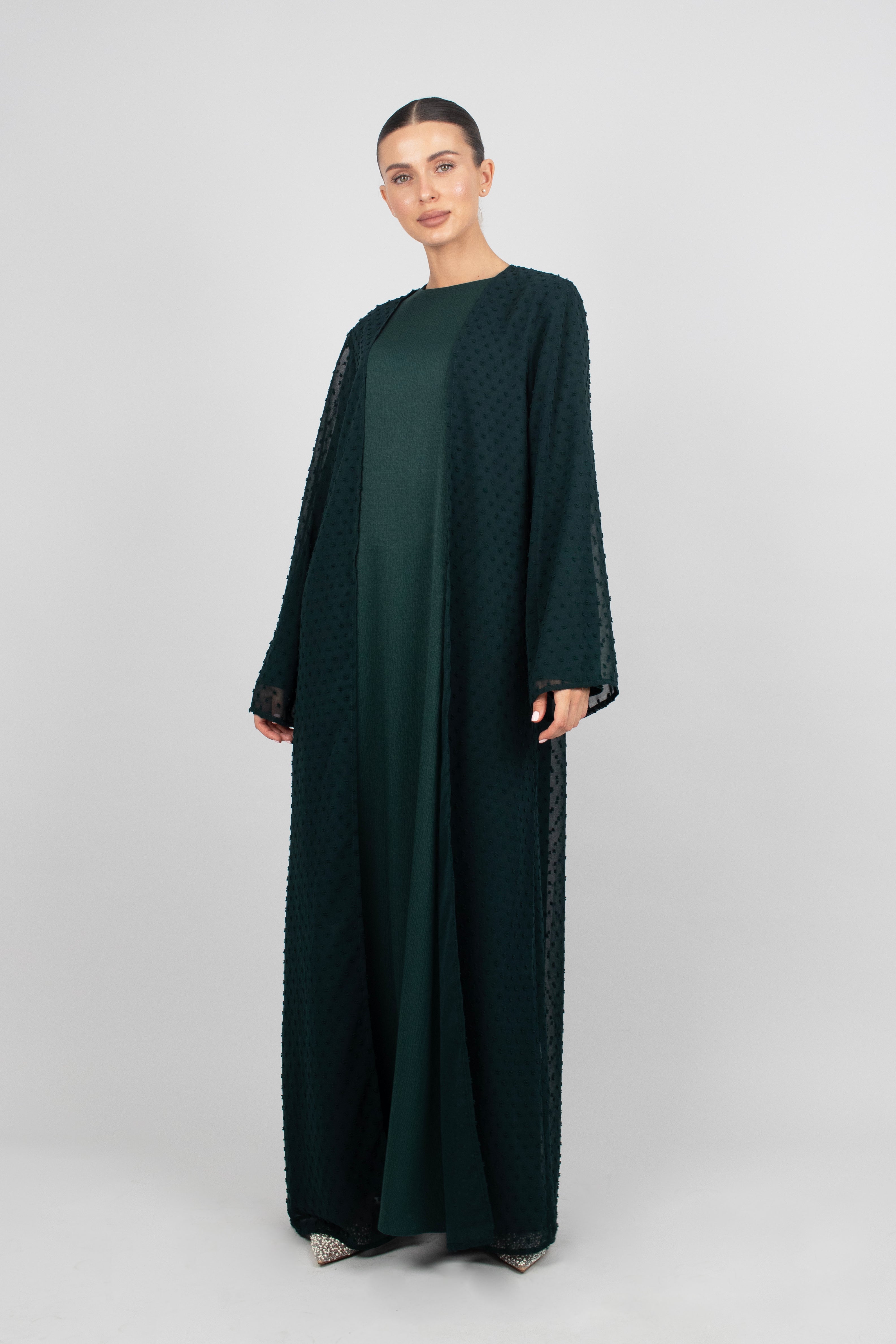 AE - Sheer Abaya and Dress Set - Emerald