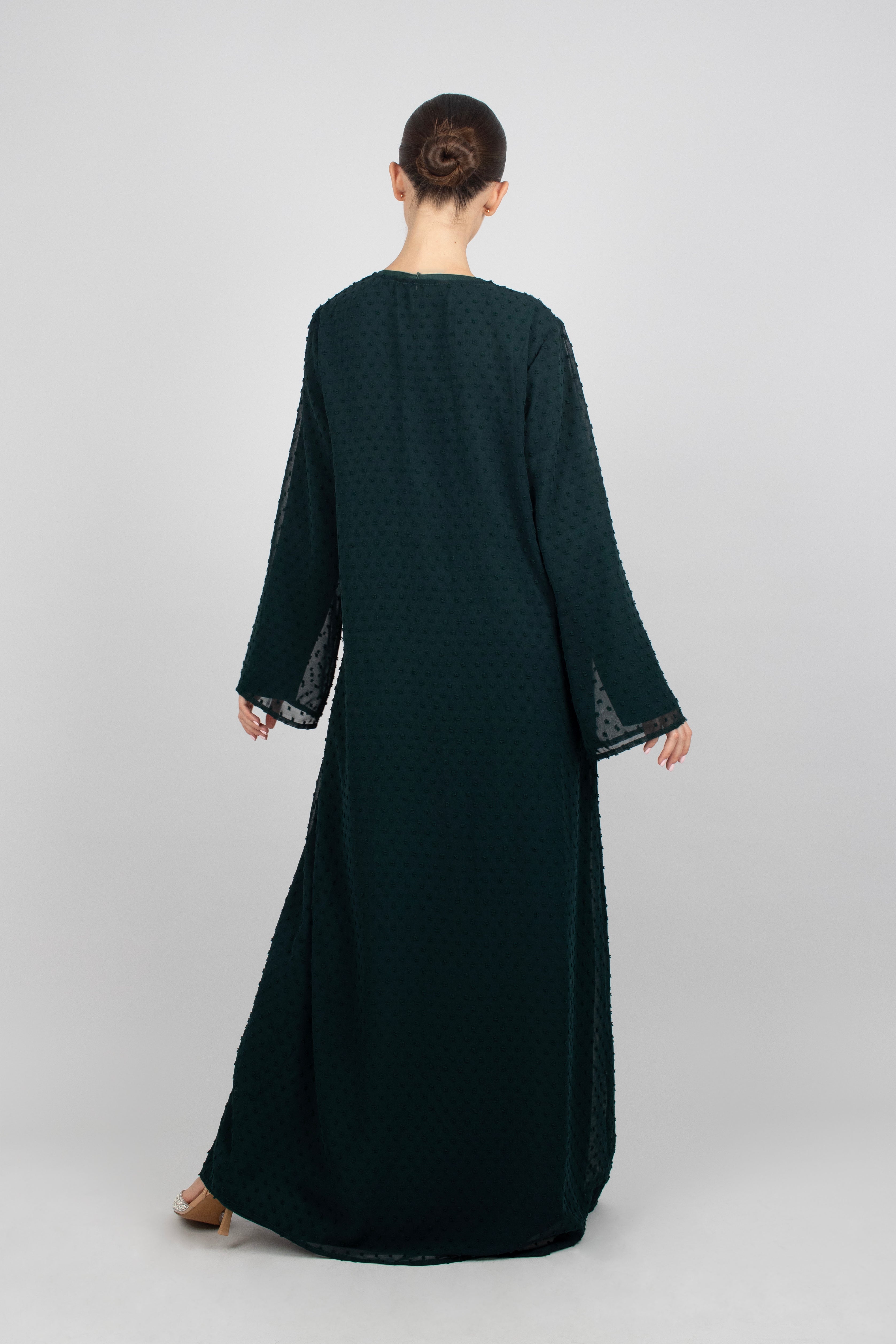US - Sheer Abaya and Dress Set - Emerald