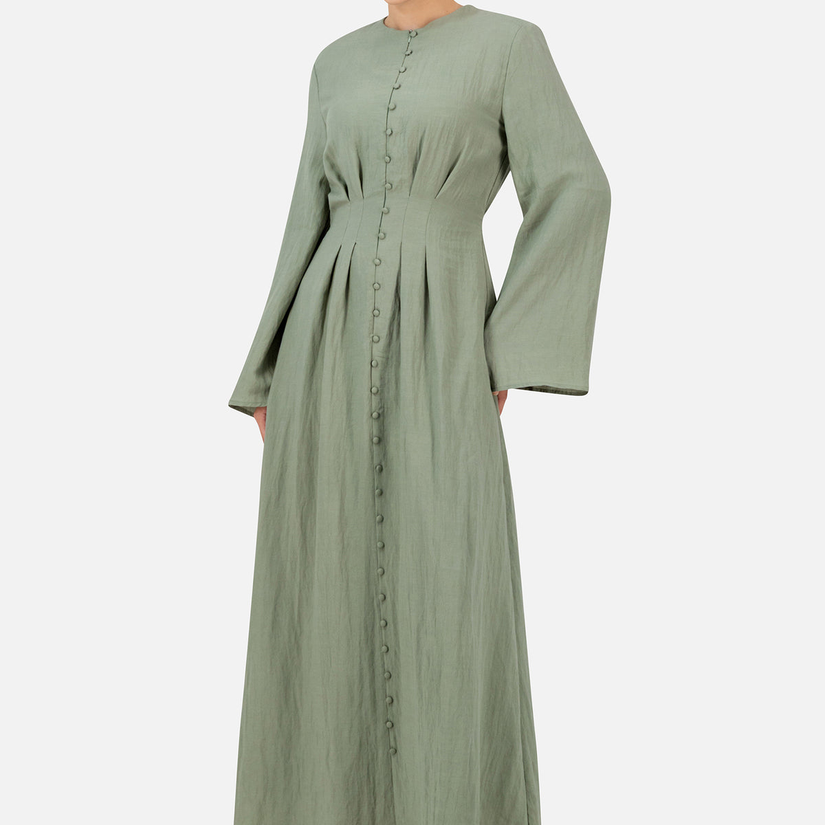 long dress with buttons down the front Cotton Linen for Women Elegant Casual Summer Spring Button Sleeve Maxi Dress Long Cardigan Cover Ups Shirt Dresses A full row of shell buttons runs down the front FARES Tailored Waist Button Front