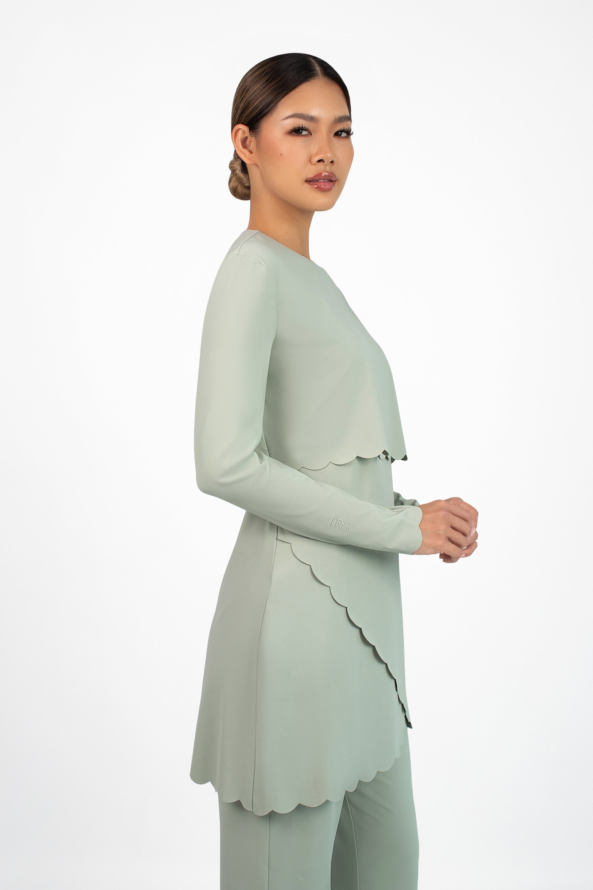 Scalloped Quick Dry Modest Swim Set - Aloe