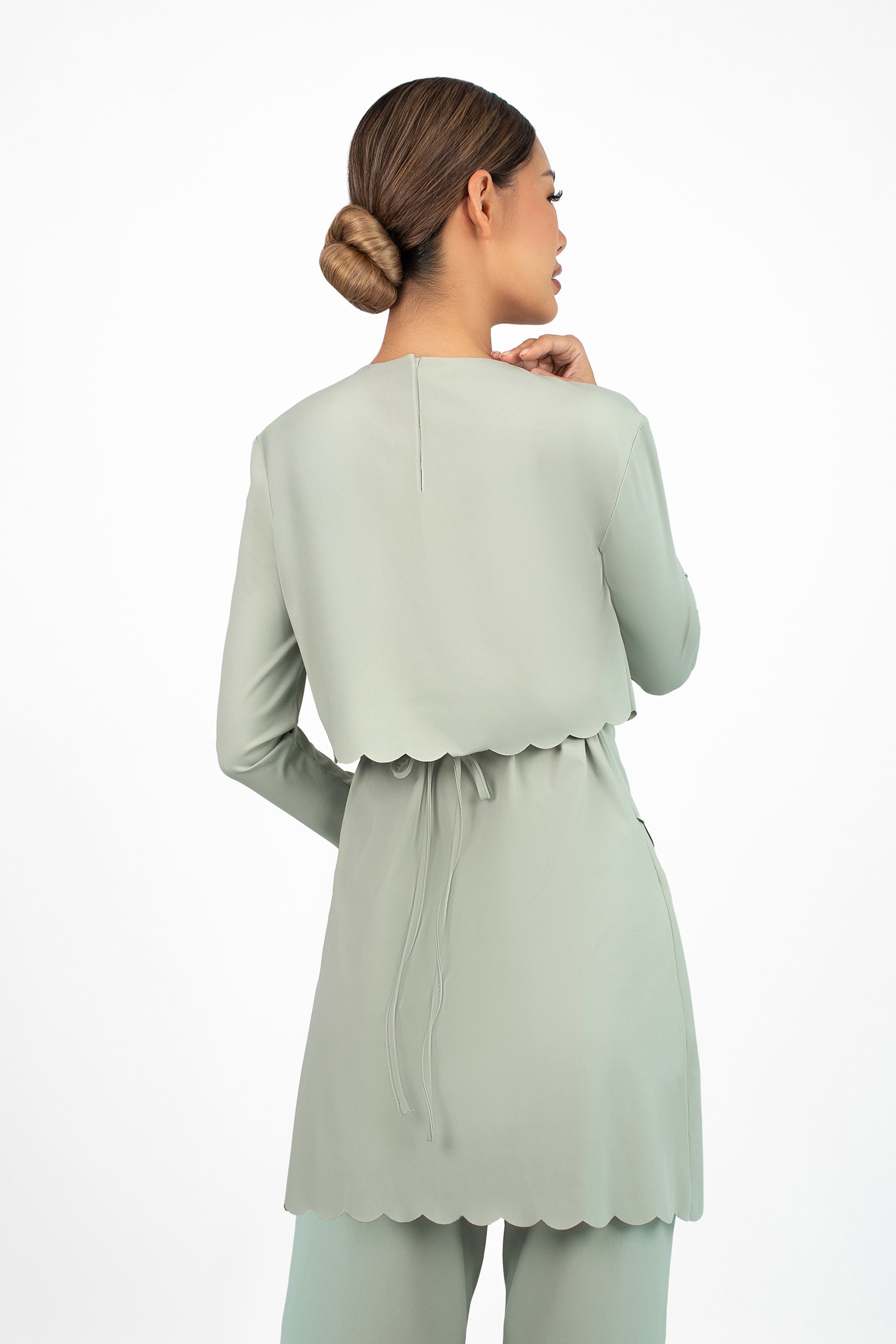 Scalloped Quick Dry Modest Swim Set - Aloe