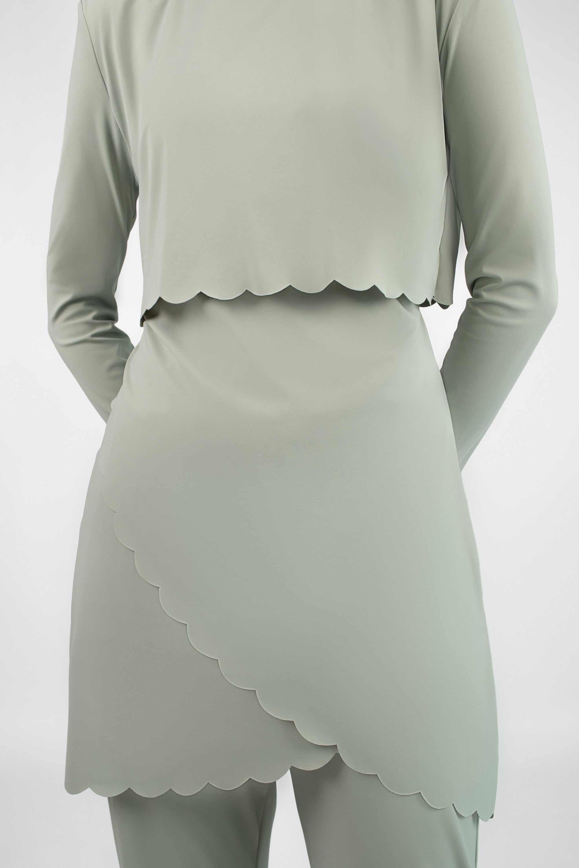 Scalloped Quick Dry Modest Swim Set - Aloe