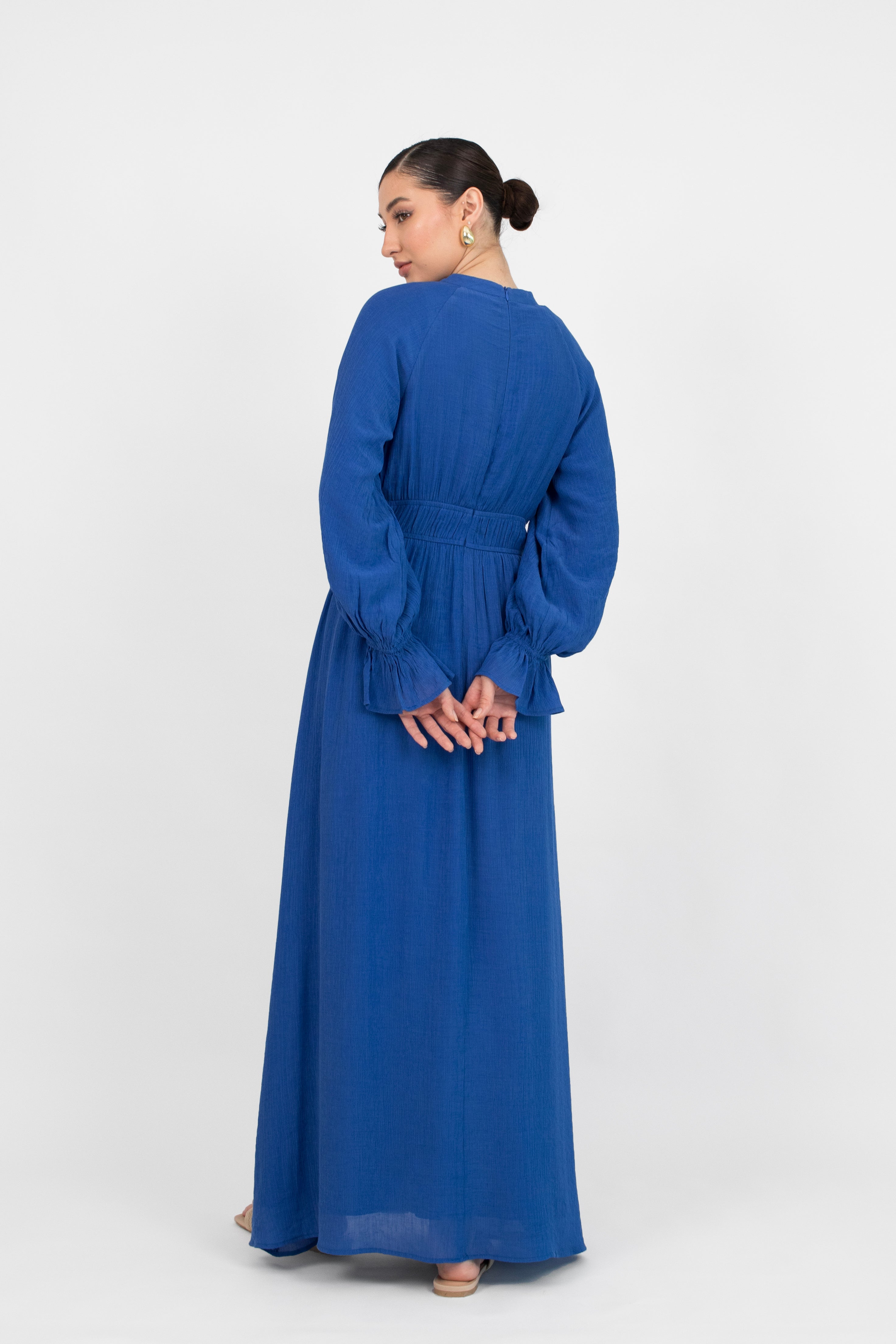 AE - Bow Elastic Waist Dress - Sapphire