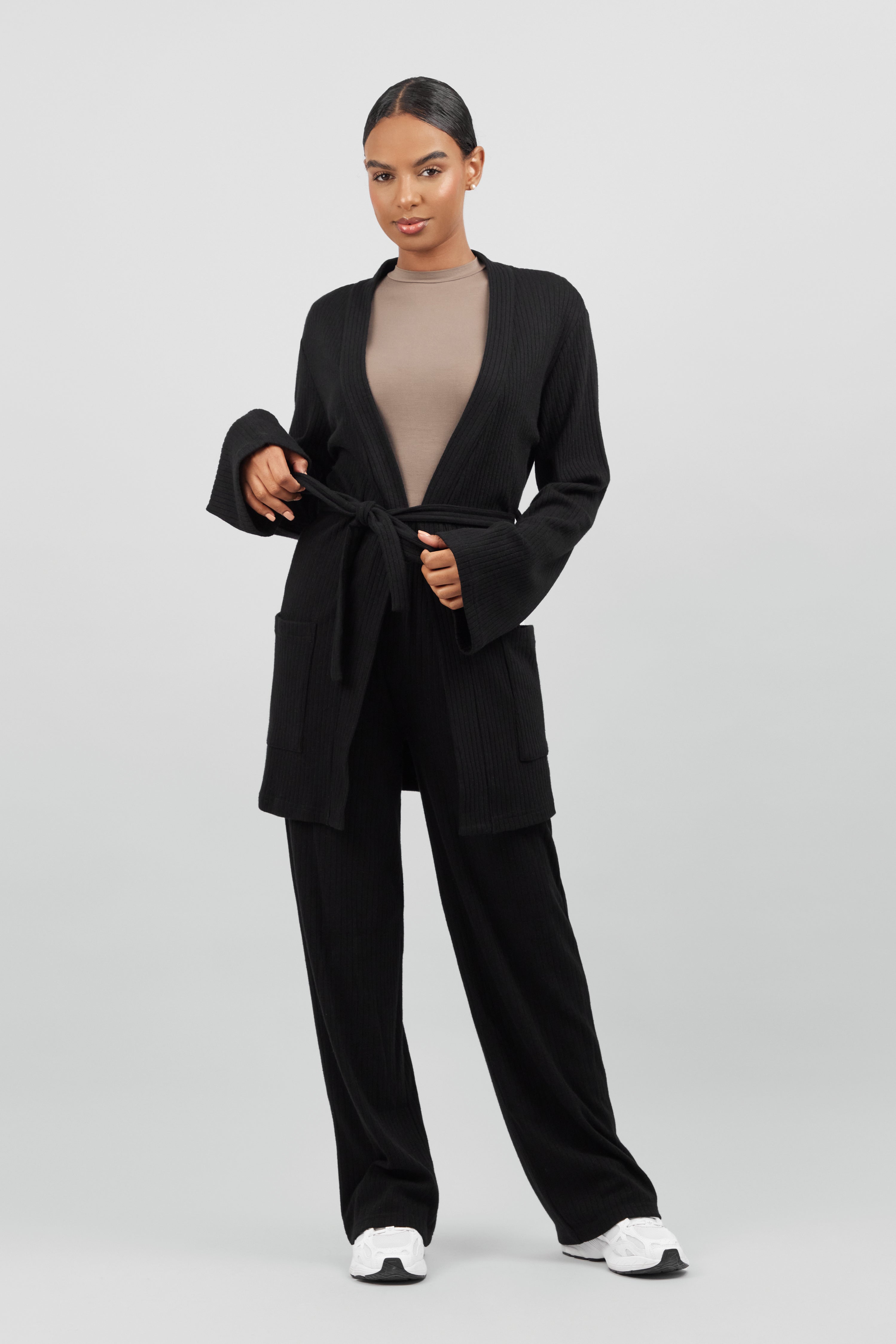 CA - Knit Belted Cardigan - Black
