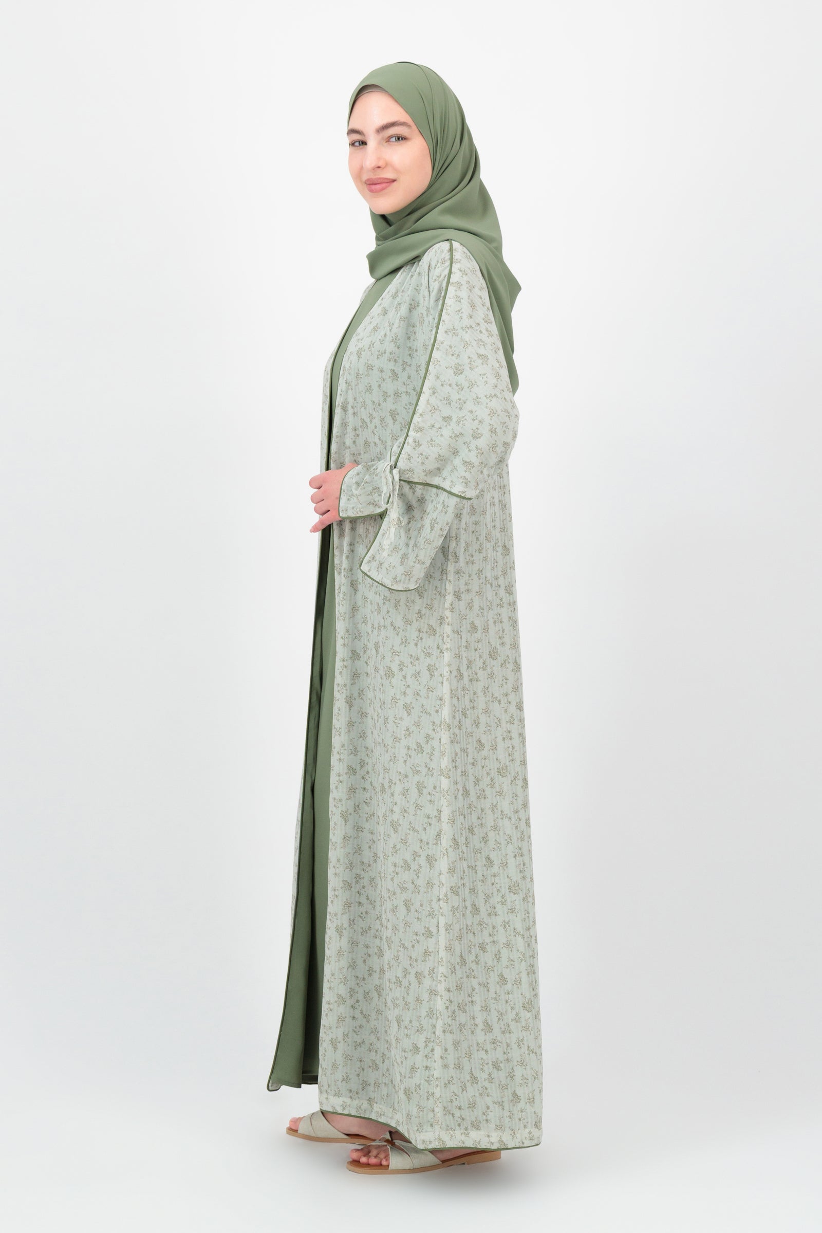 Printed 3 Piece Abaya Set - Zaitoona