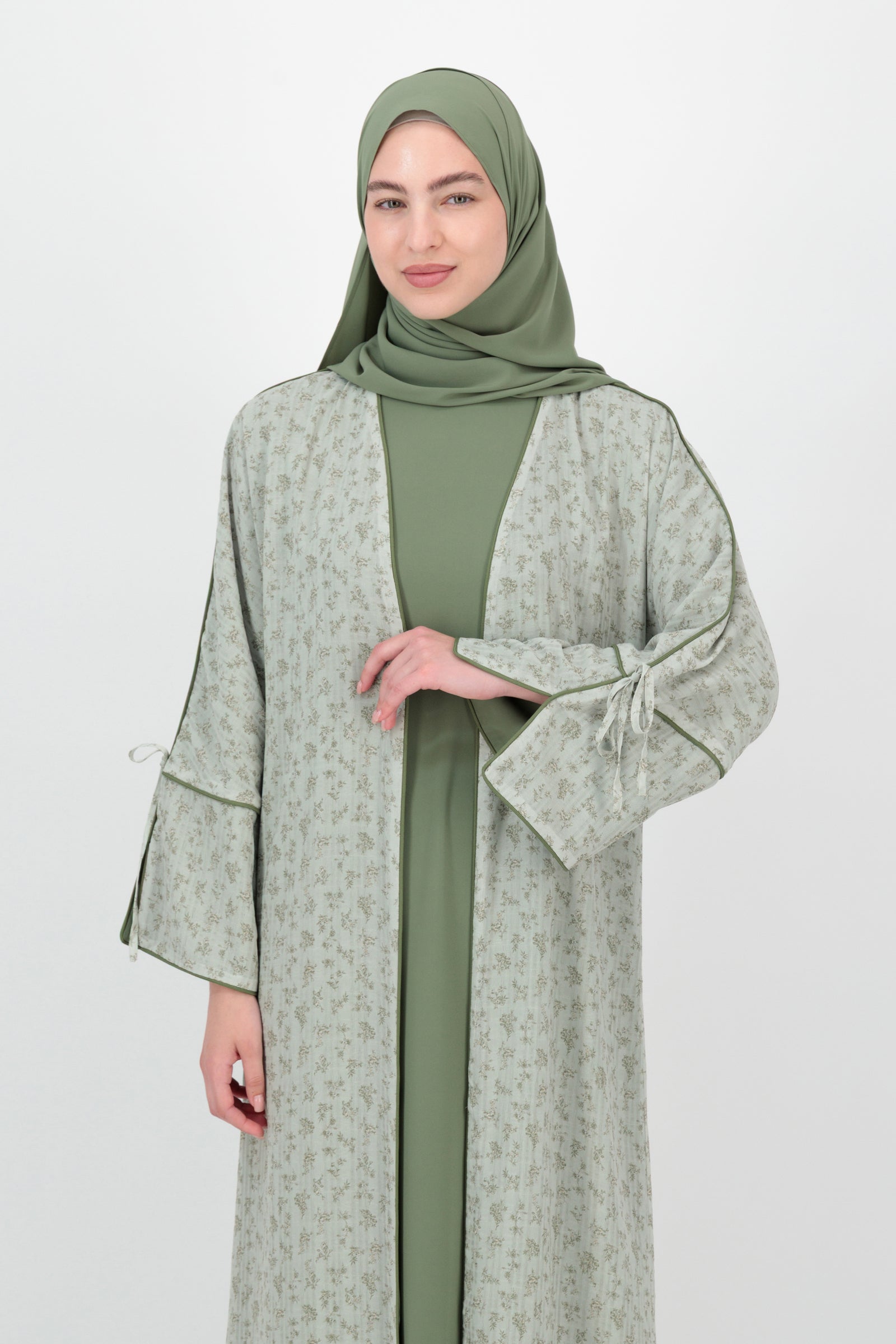 Printed 3 Piece Abaya Set - Zaitoona