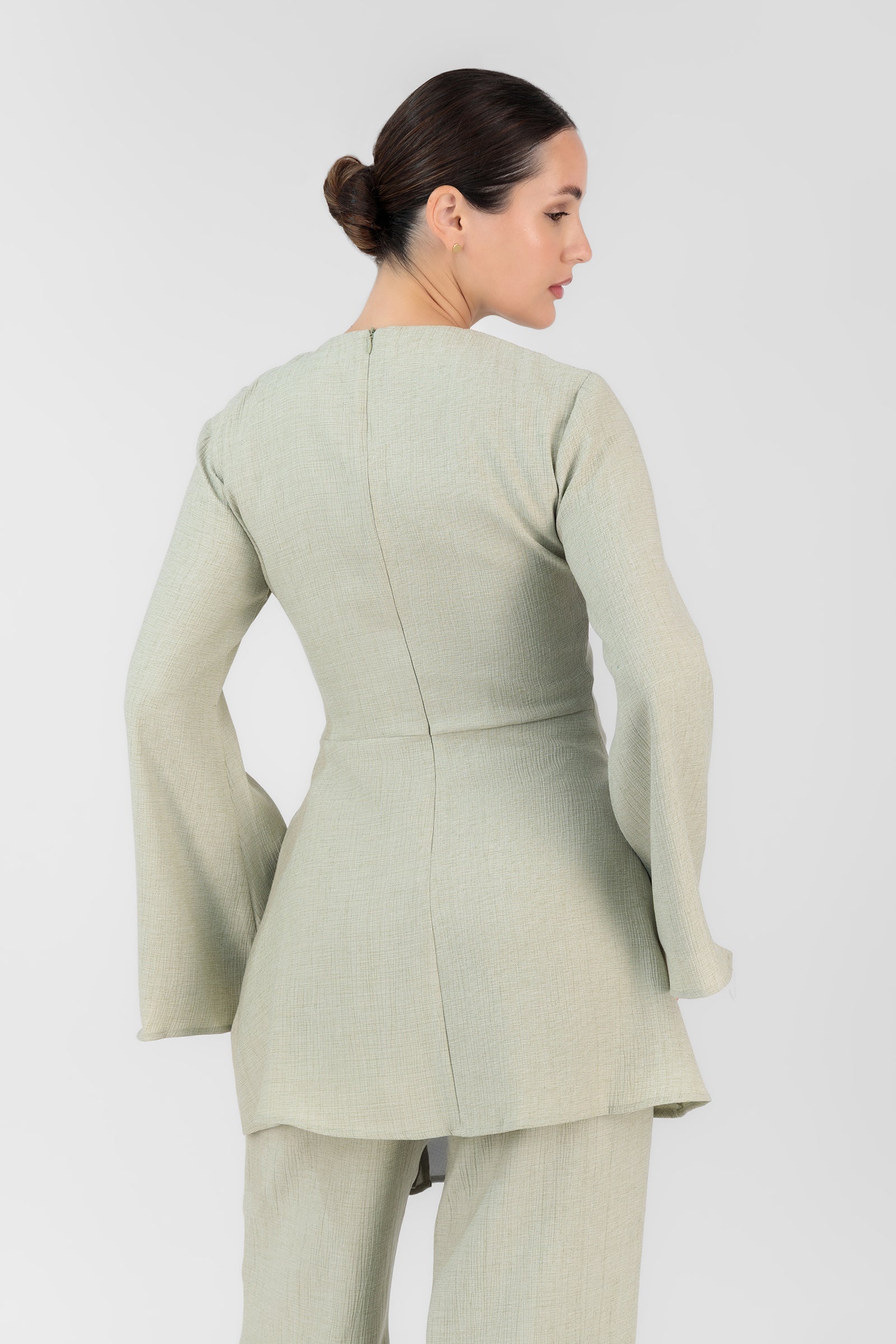 Ruched Detail Tunic - Green Tea