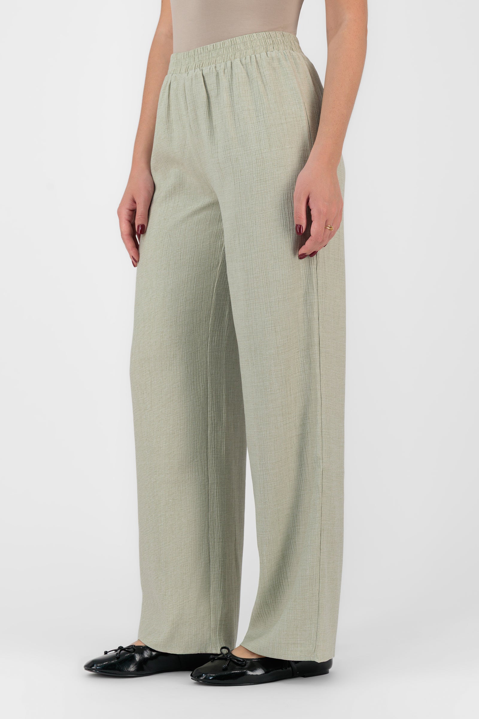 Flowy Wide Leg Pants - Green Tea