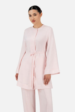 Drawstring Waist Button Up - Strawberry Cream - image 1