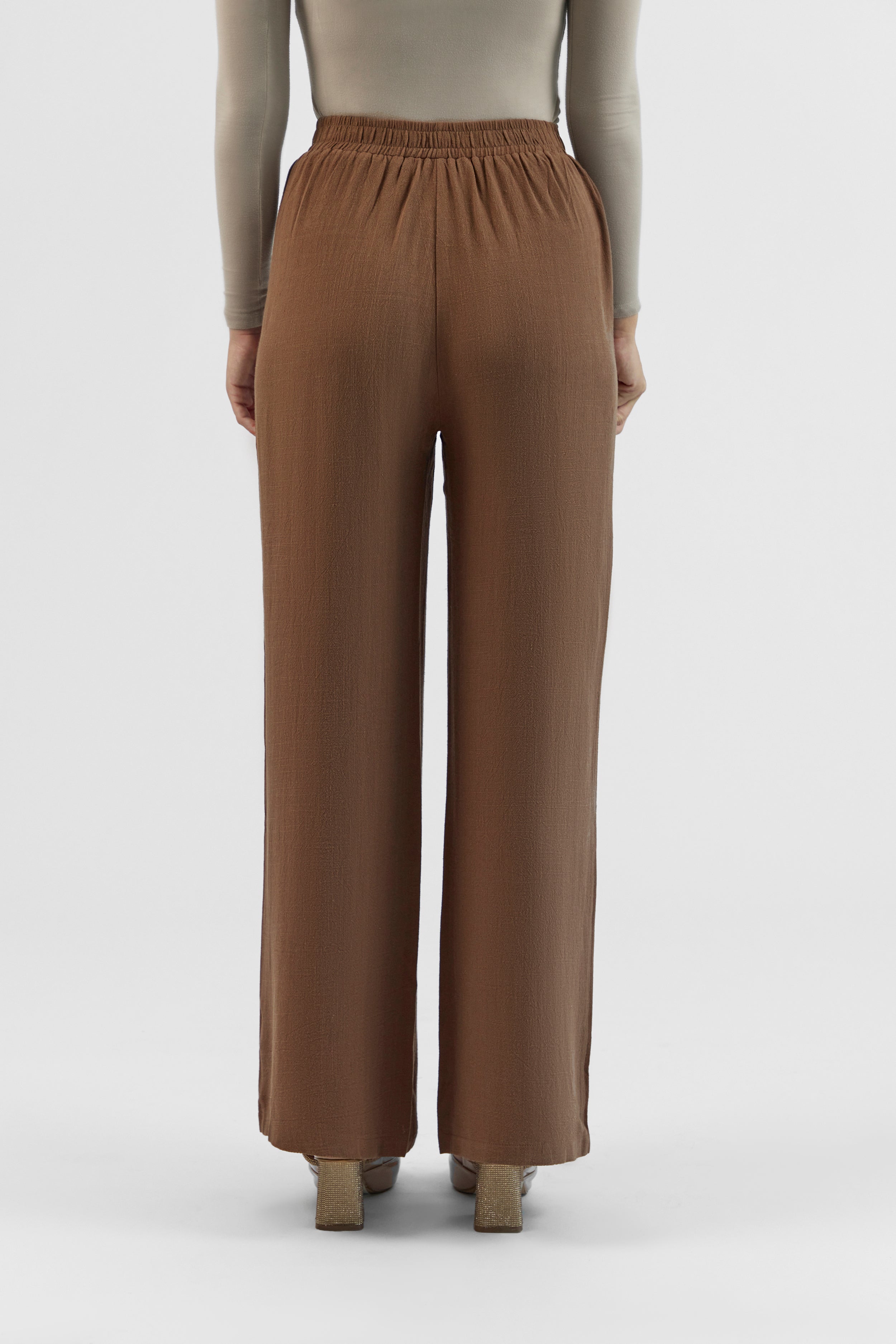 Linen Blend Pants - Chocolate