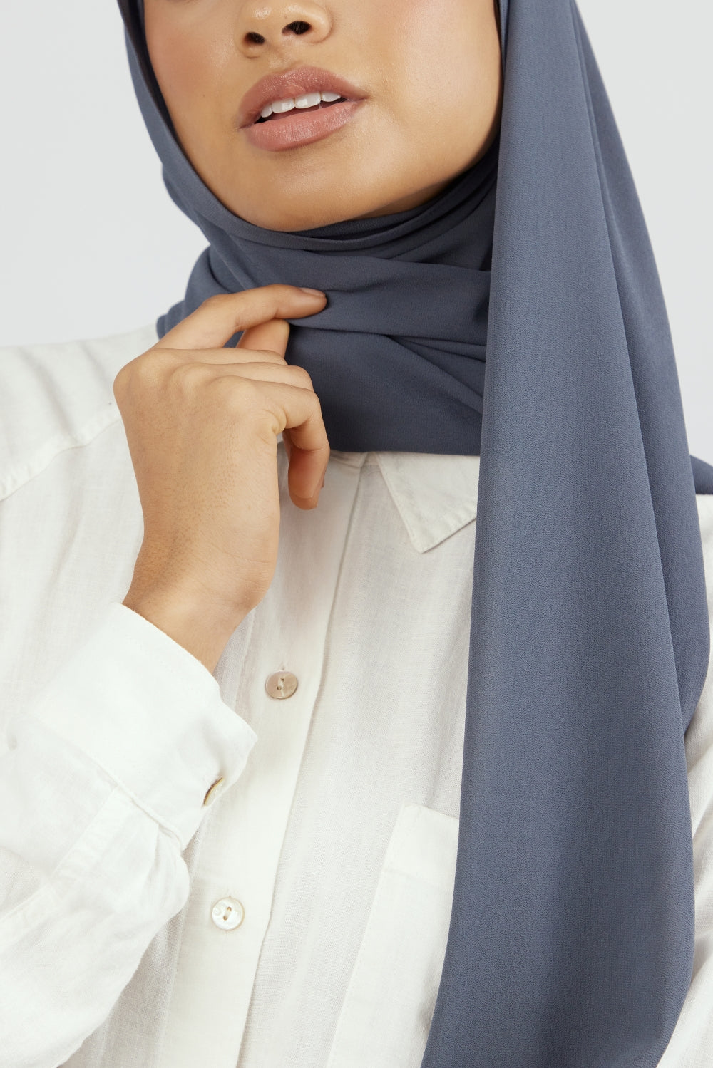 CA - Matching Chiffon Hijab Set - Denim