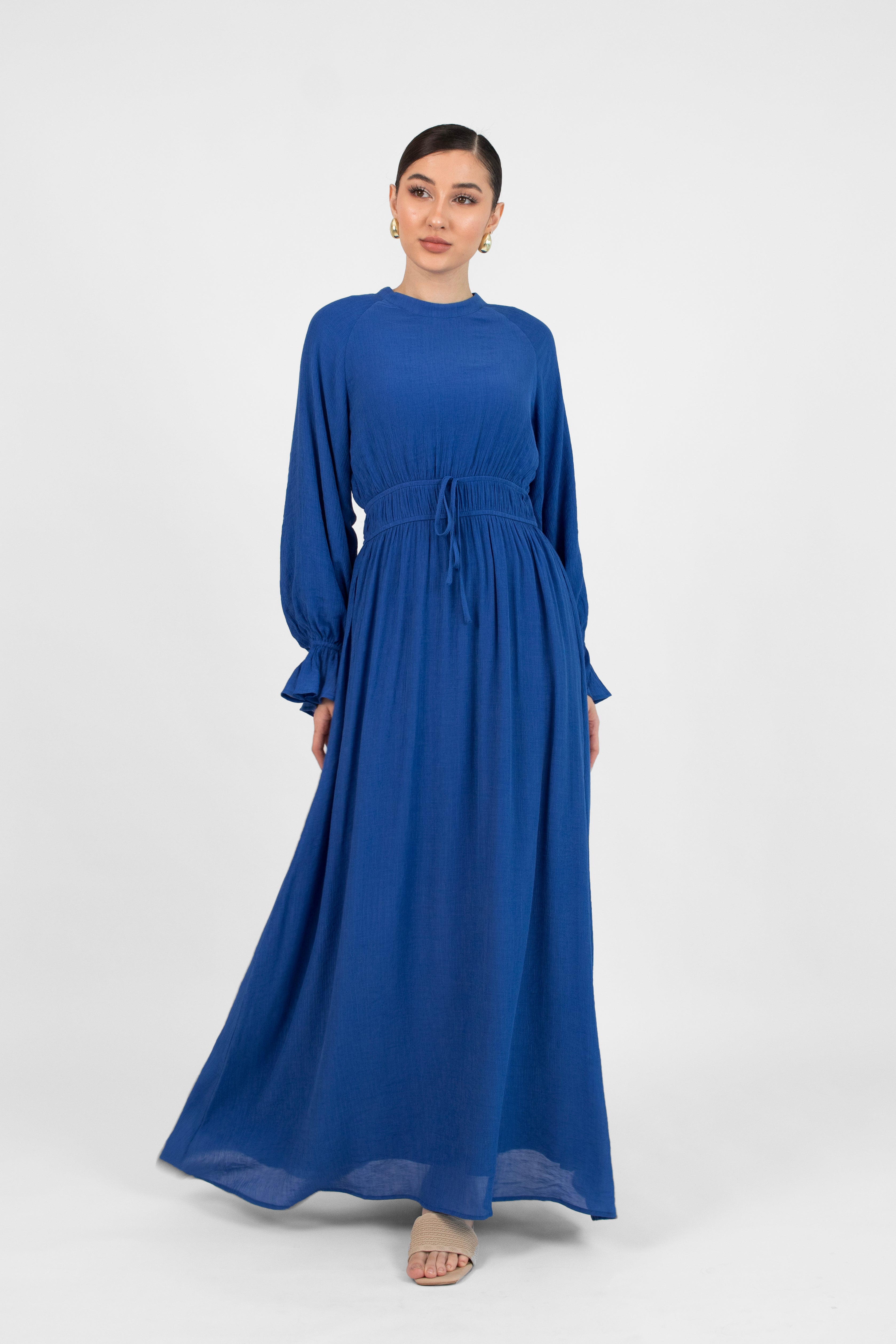 CA - Bow Elastic Waist Dress - Sapphire