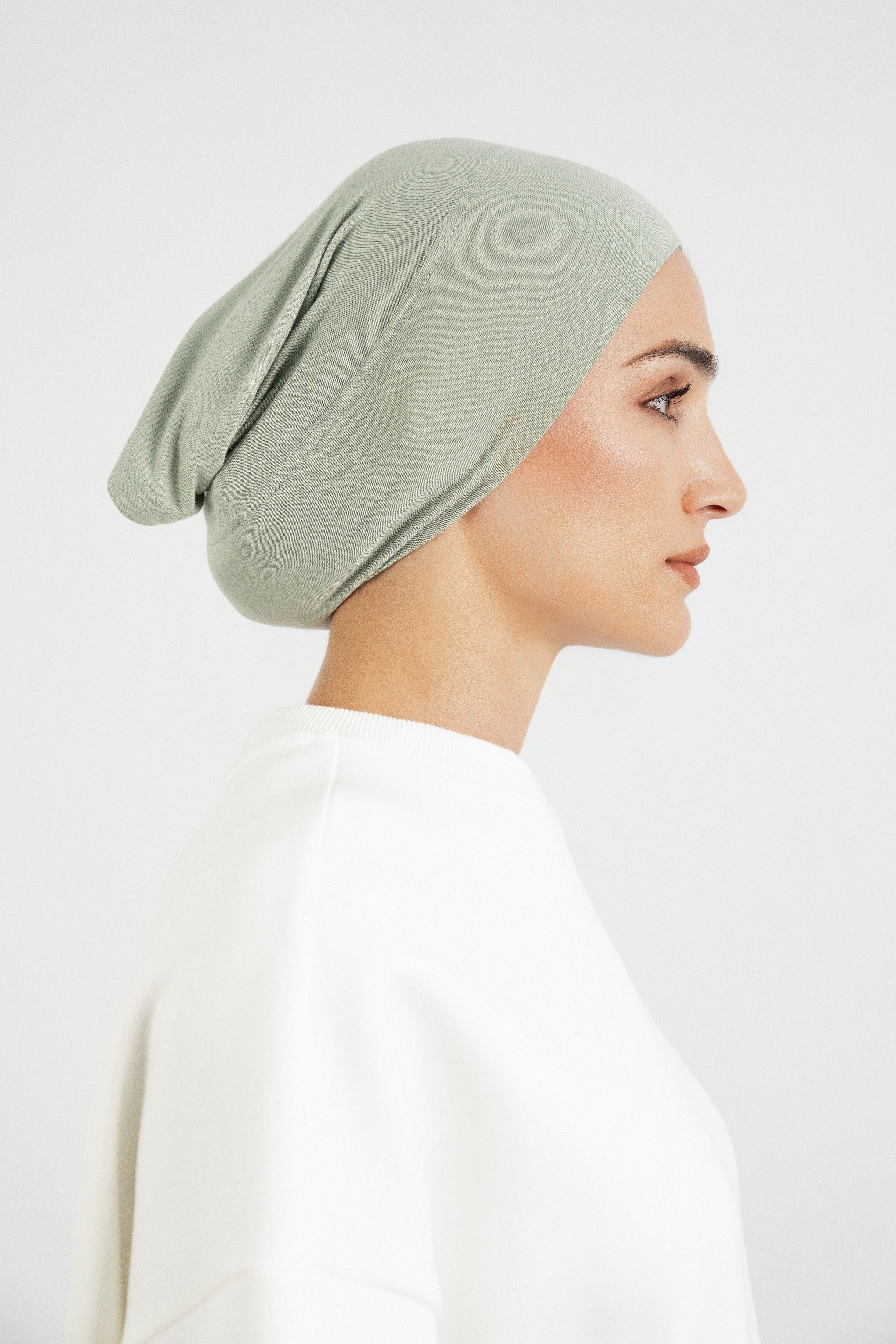 Matching Butter Modal Hijab Set - Sage