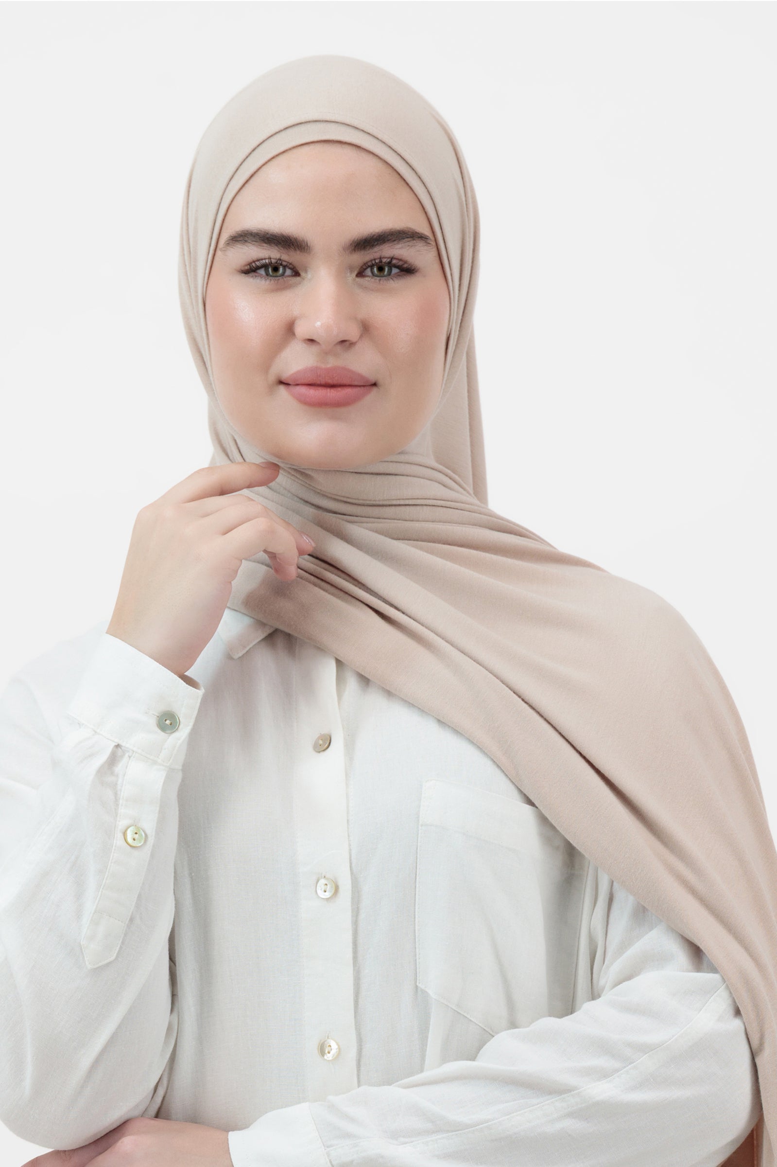 Matching Jersey Hijab Set - Biscuit