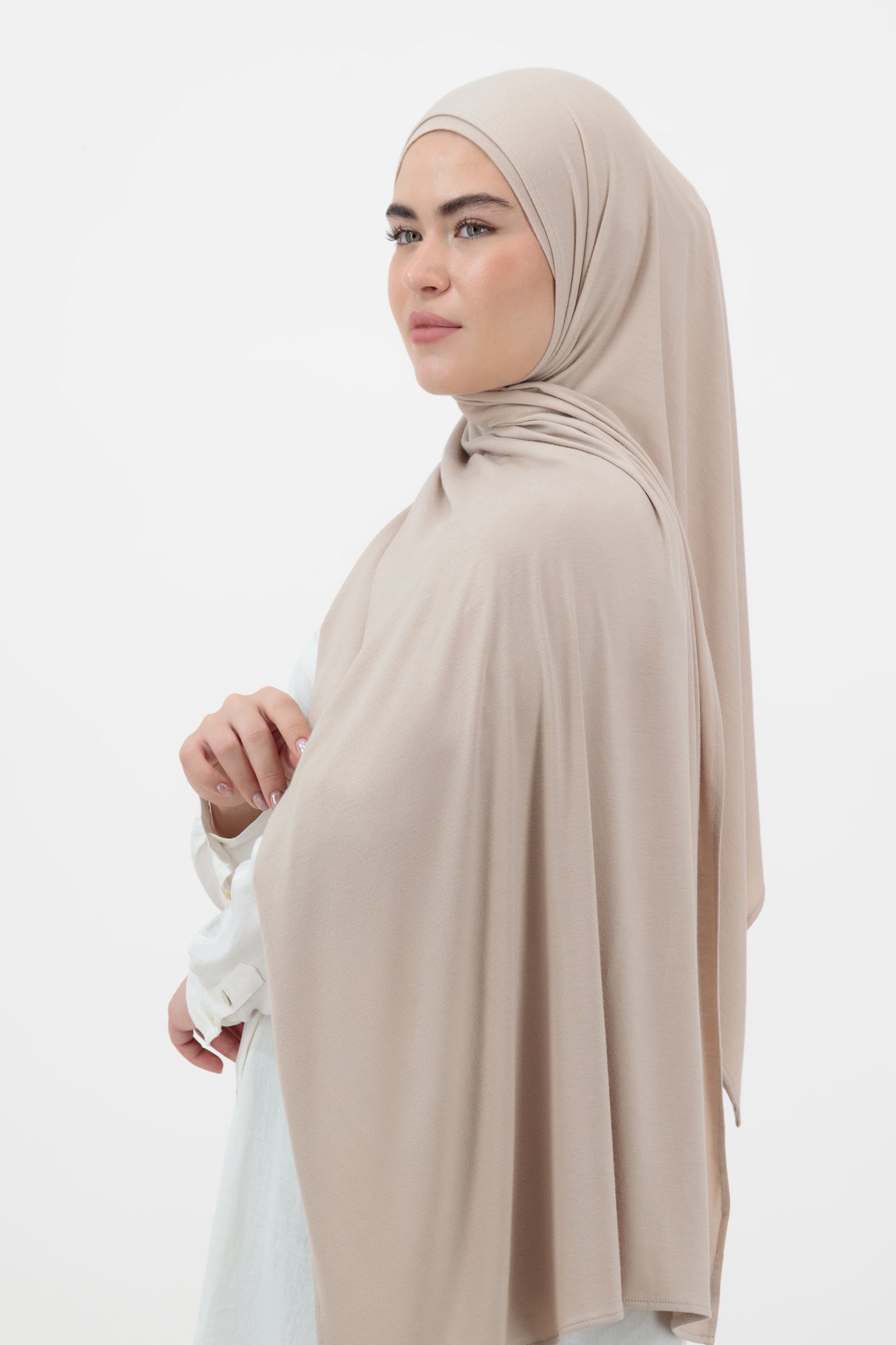 Matching Jersey Hijab Set - Biscuit