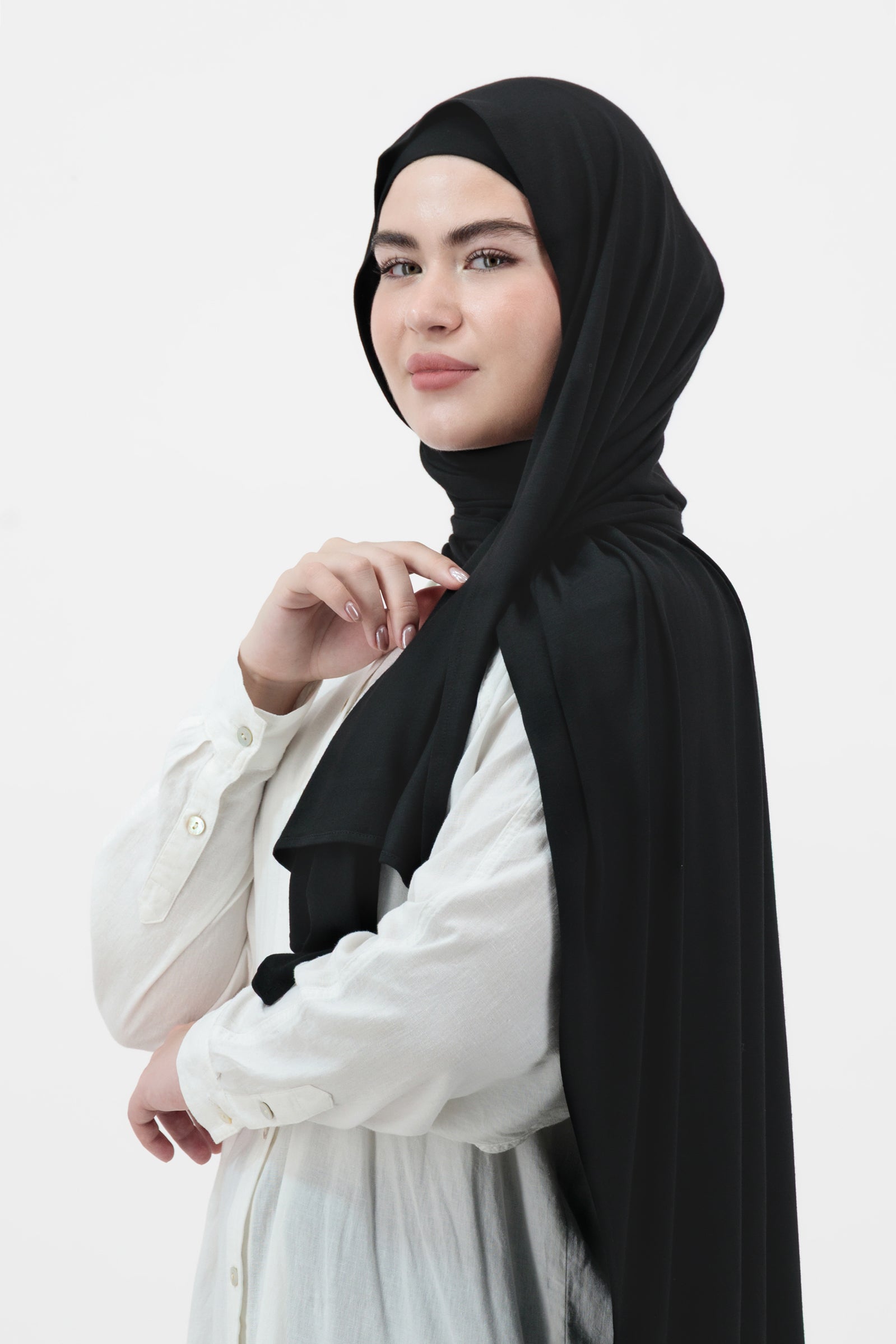 Matching Jersey Hijab Set - Black