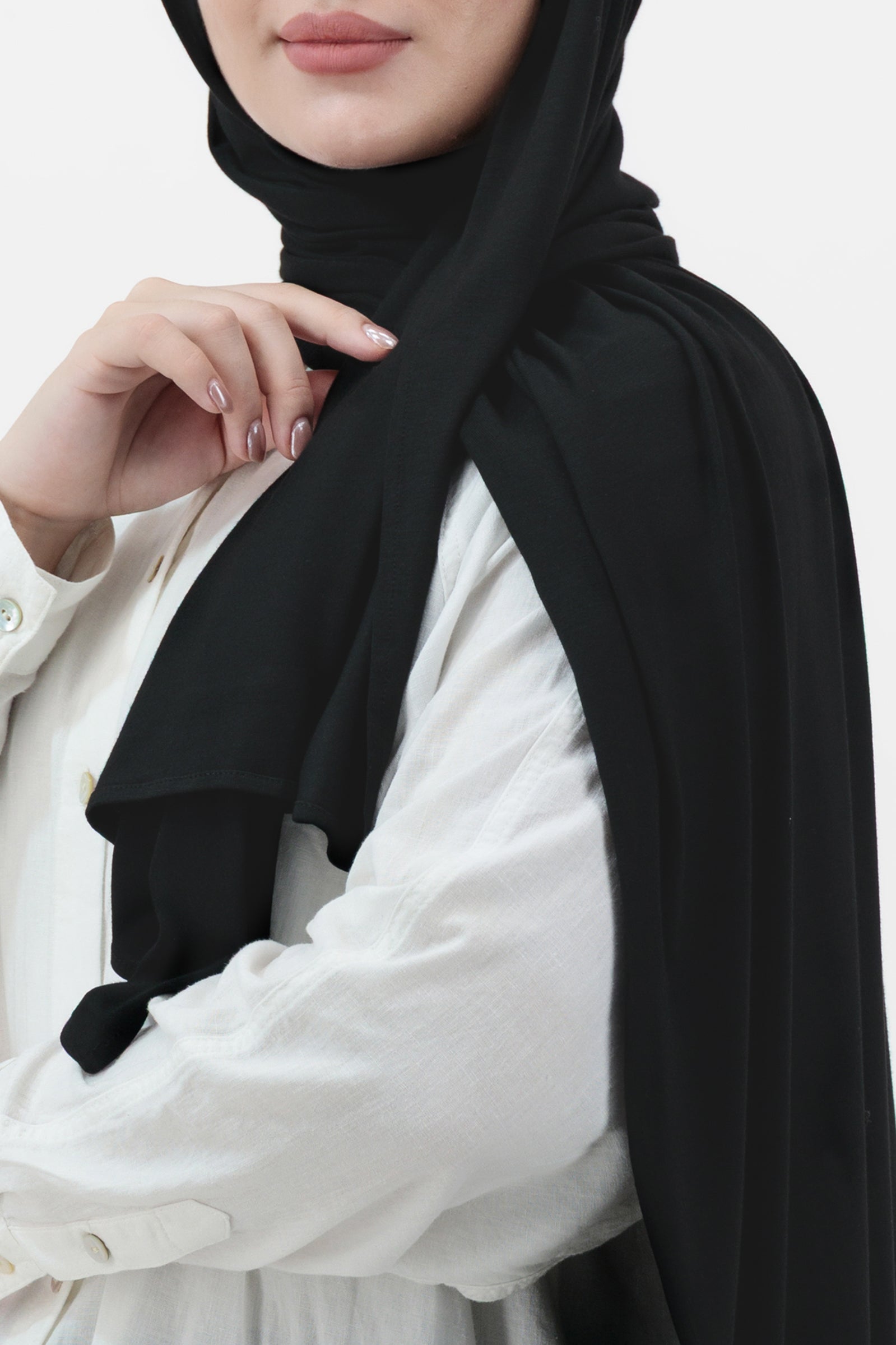 Matching Jersey Hijab Set - Black