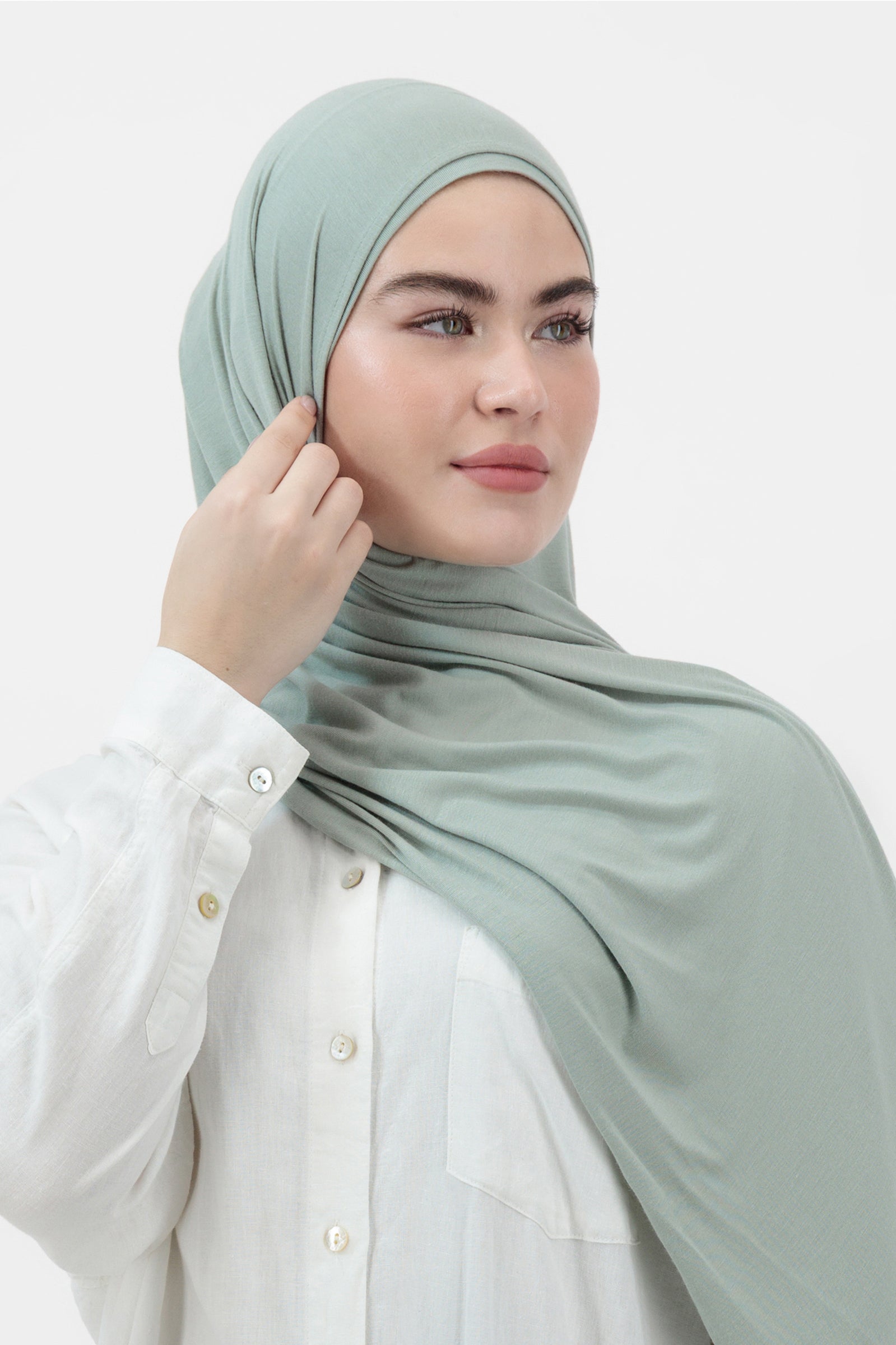 Matching Jersey Hijab Set - Sage