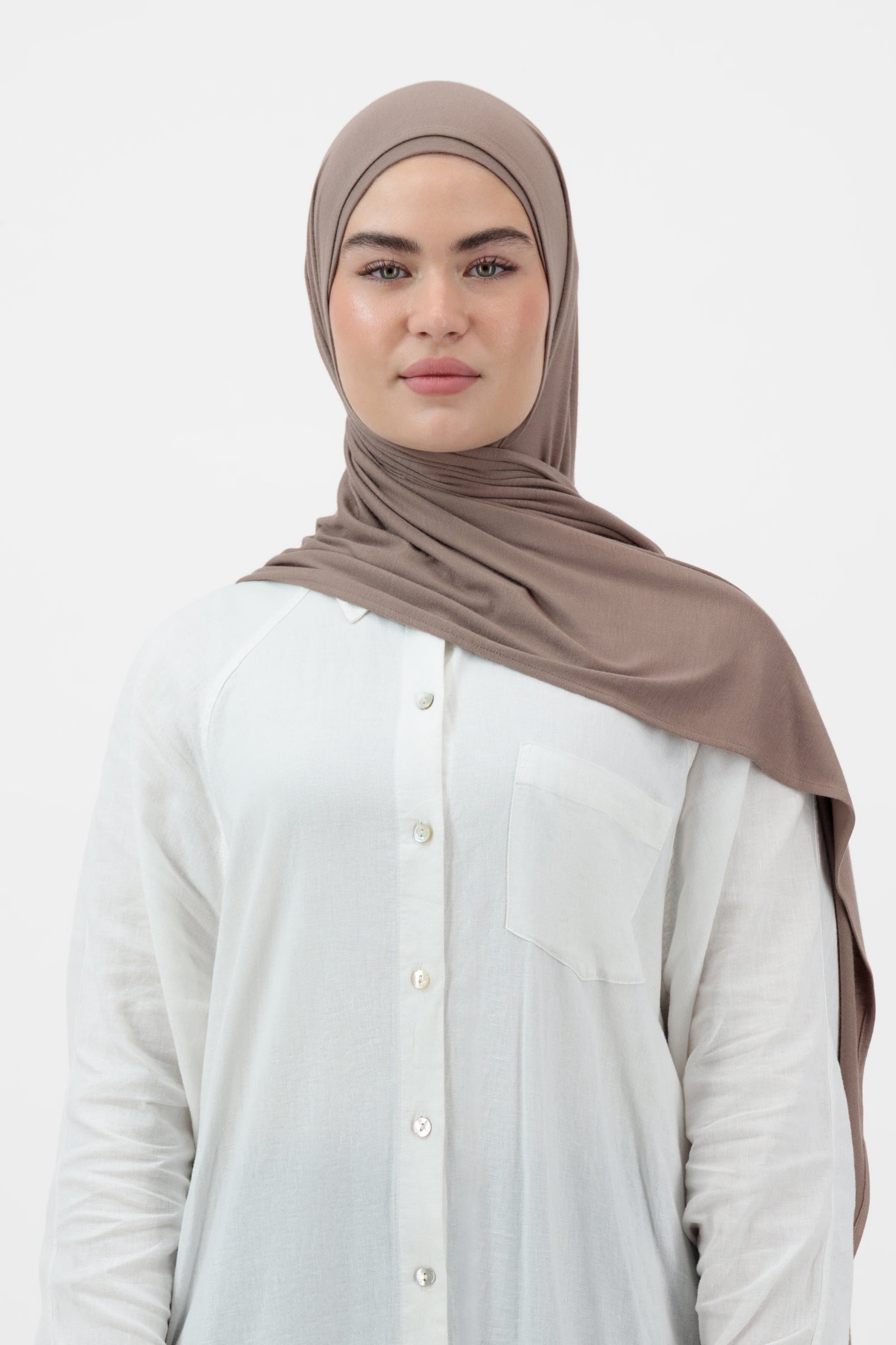 Matching Jersey Hijab Set - Walnut