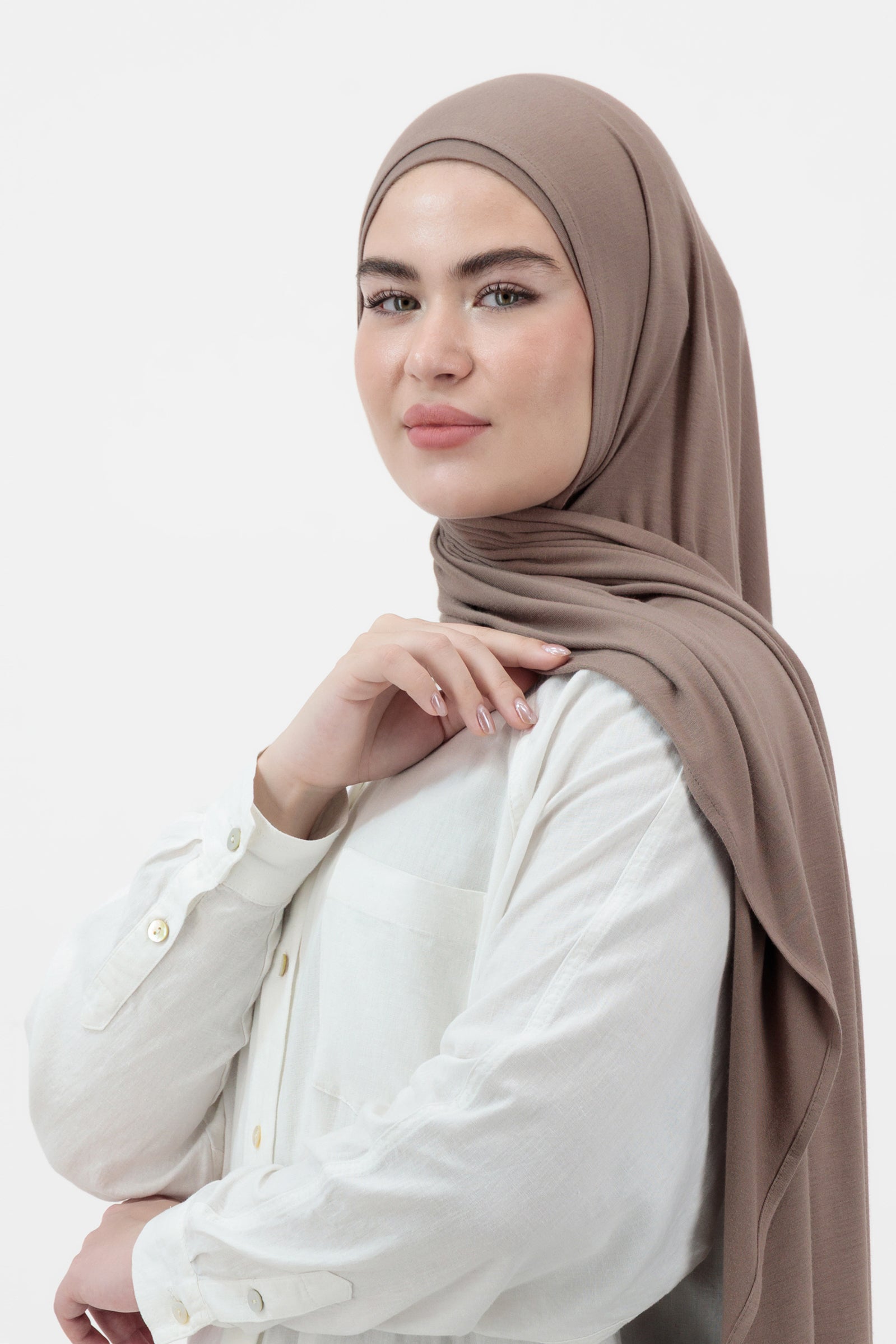 Matching Jersey Hijab Set - Walnut