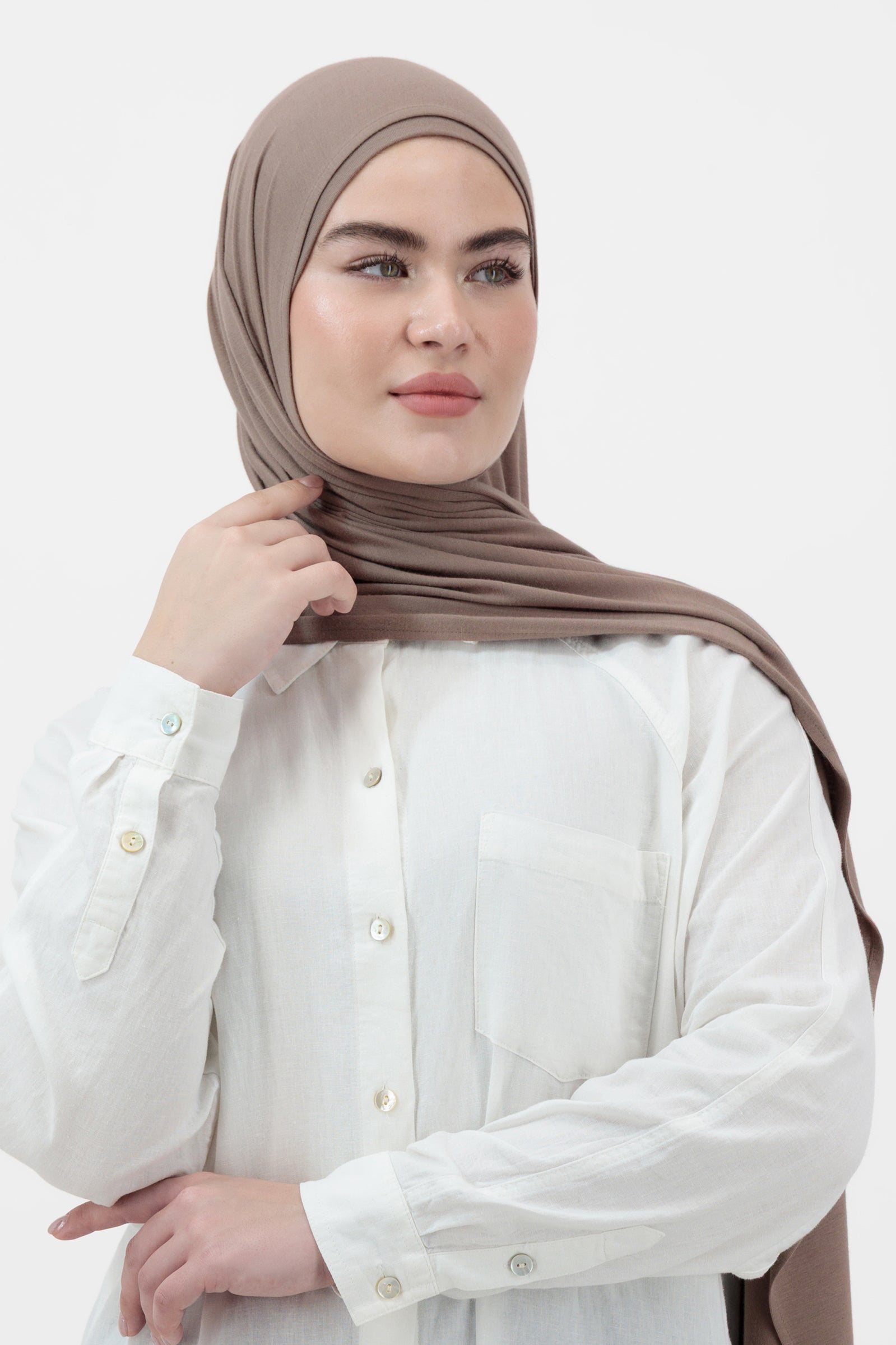 Matching Jersey Hijab Set - Walnut