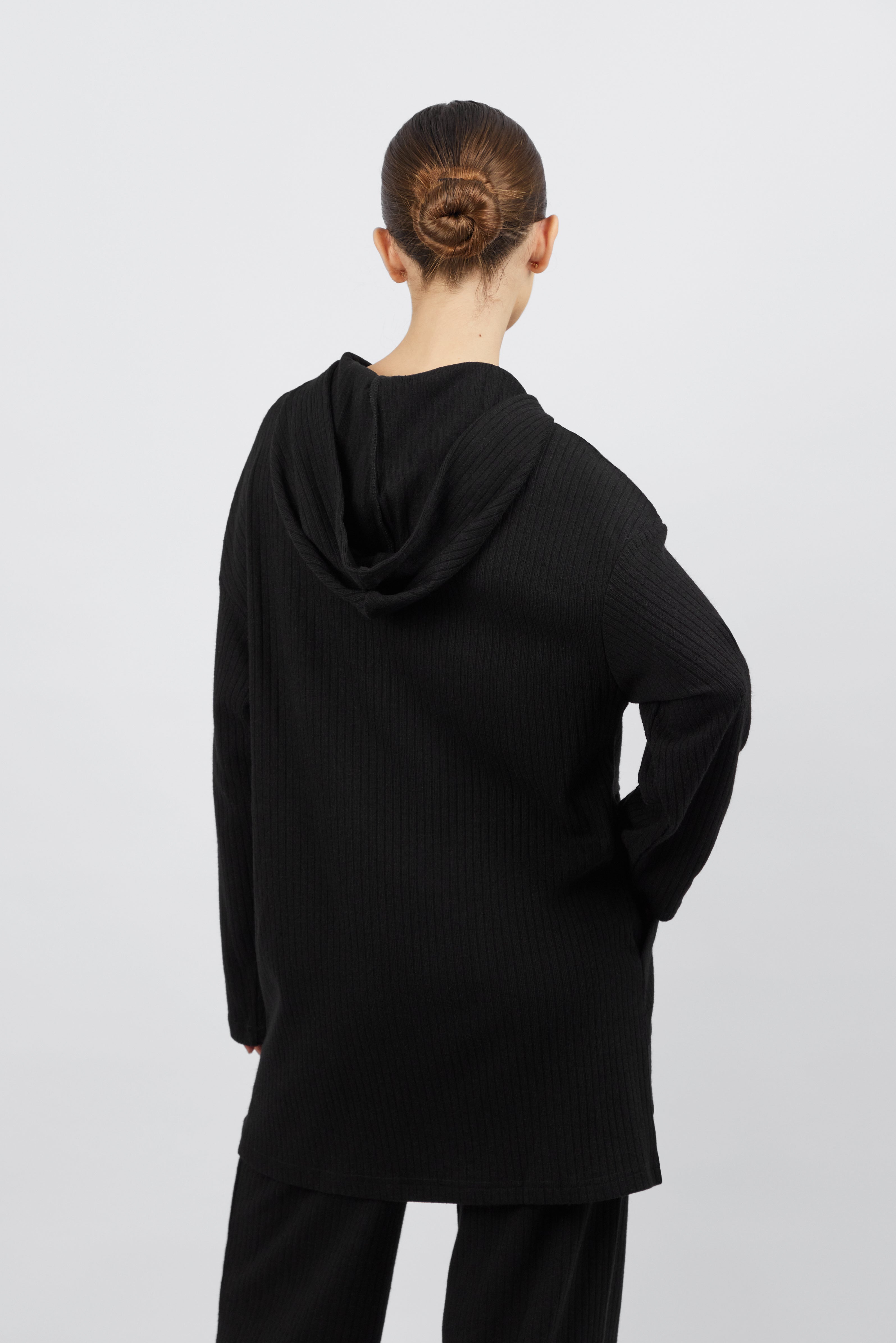 US - Knit Relaxed Fit Hoodie - Black