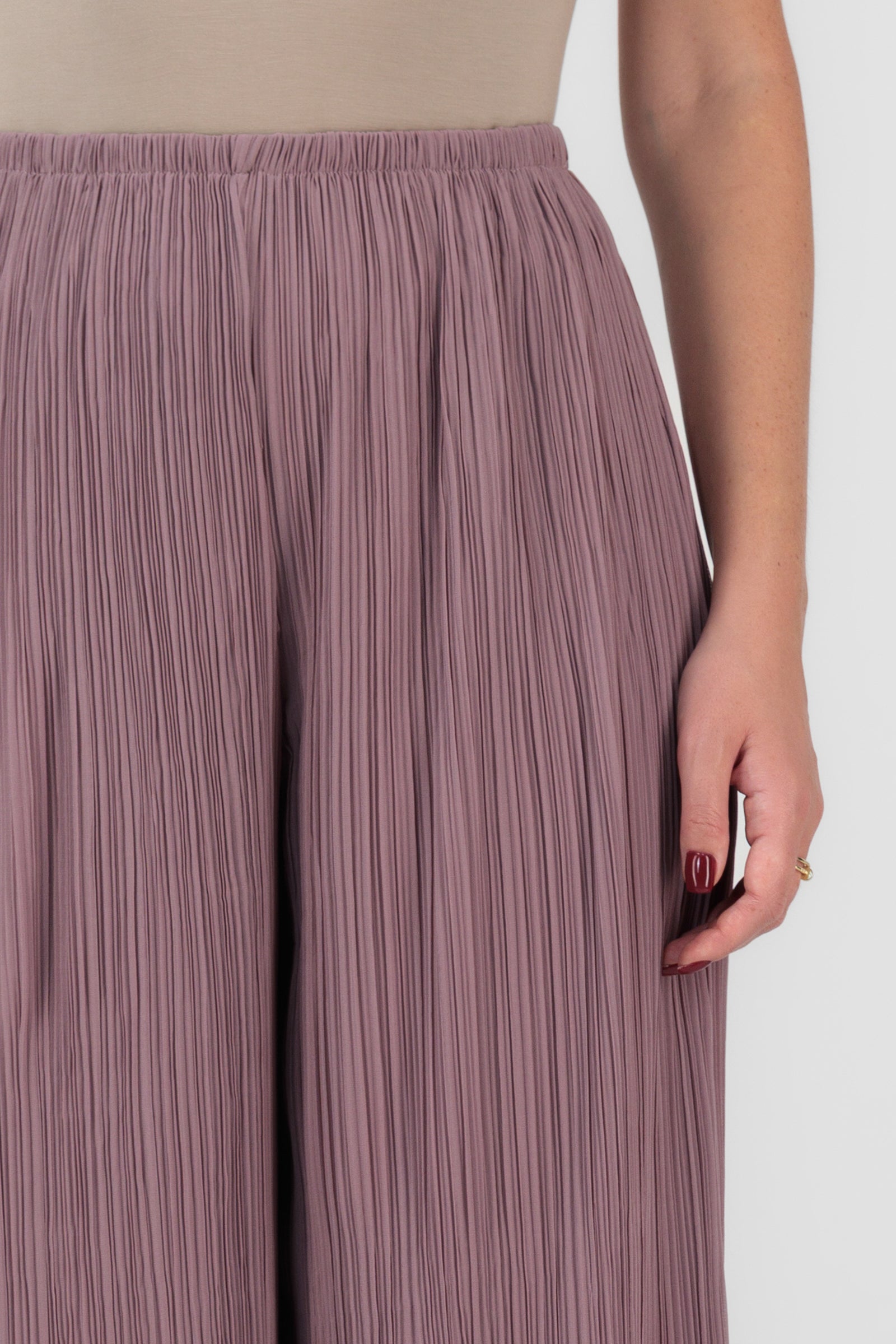 FARES Flowy Wide Leg Pants – Muted Mauve | Plisse Pants