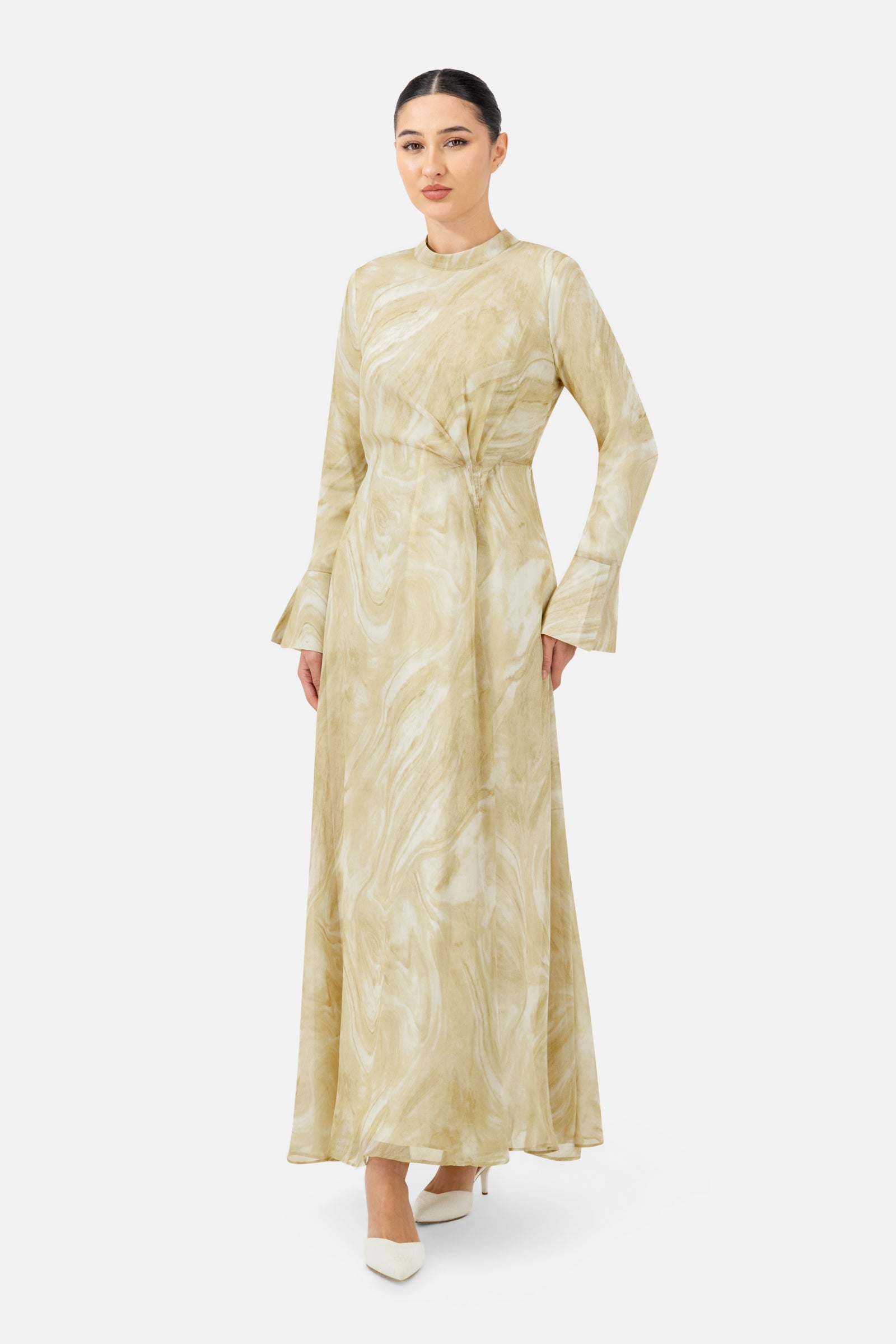 FARES Printed Watercolour Dress