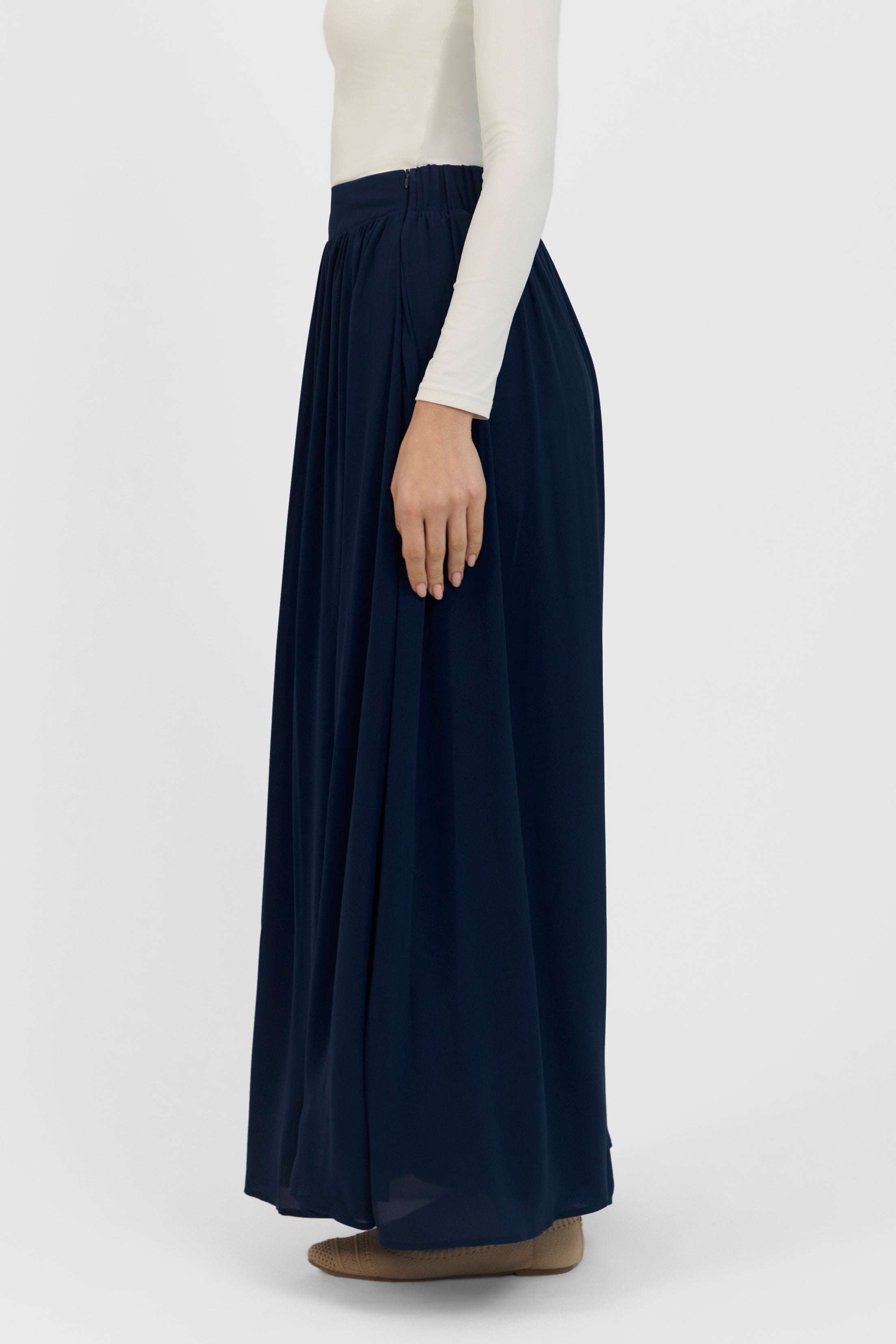 Flowy Chiffon Maxi Skirt - Night Blue