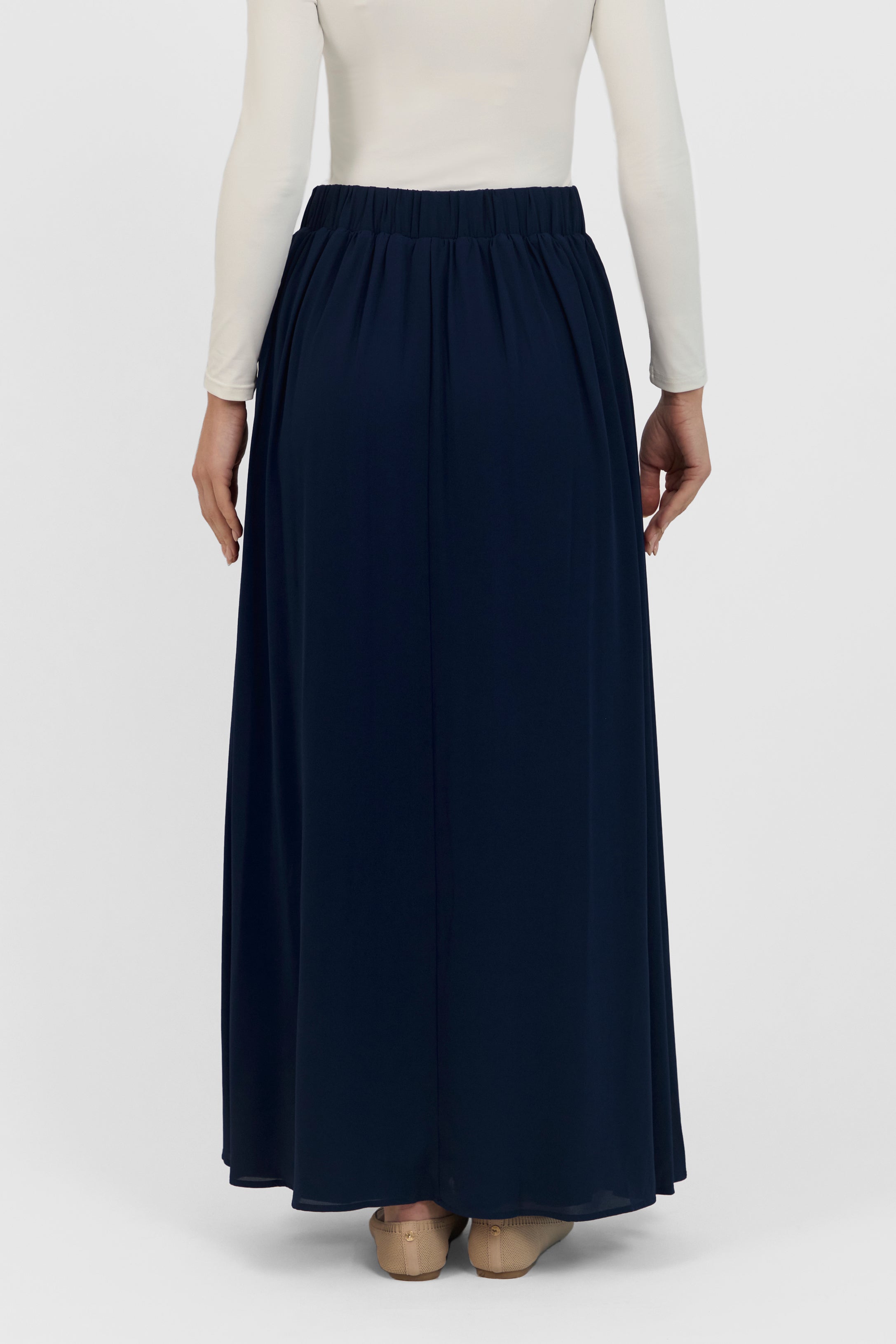Flowy Chiffon Maxi Skirt - Night Blue
