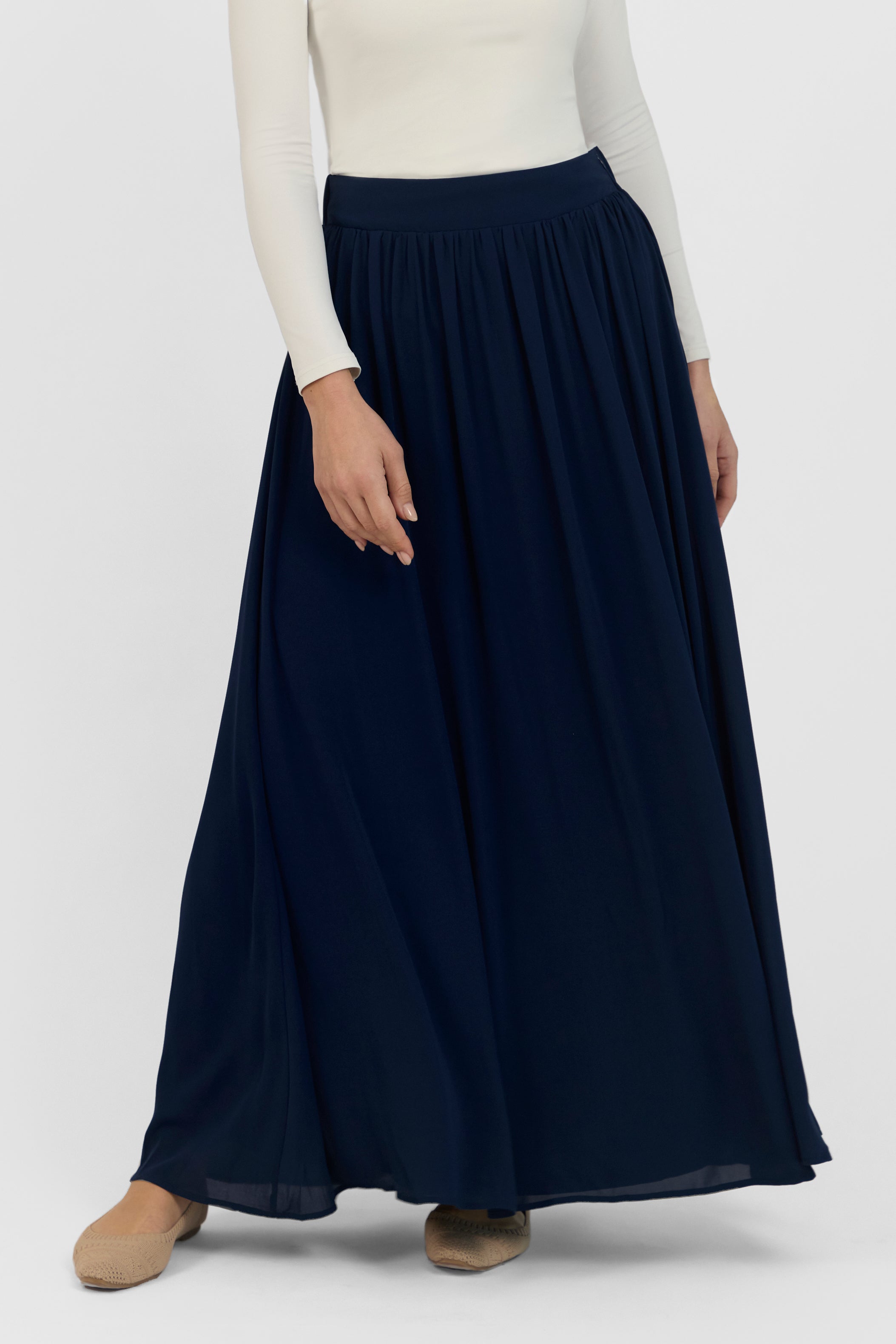 Flowy Chiffon Maxi Skirt - Night Blue