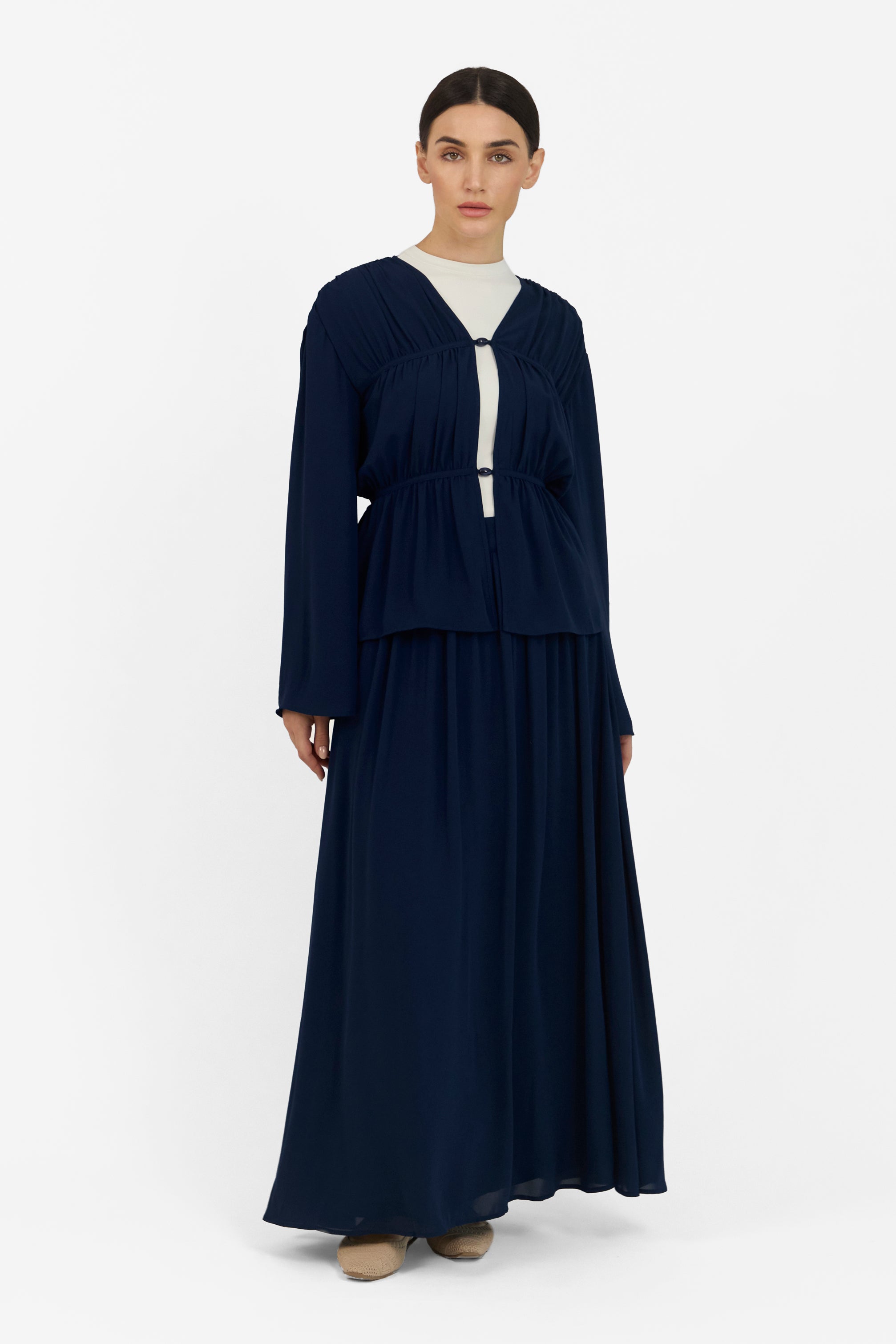 Flowy Chiffon Maxi Skirt - Night Blue