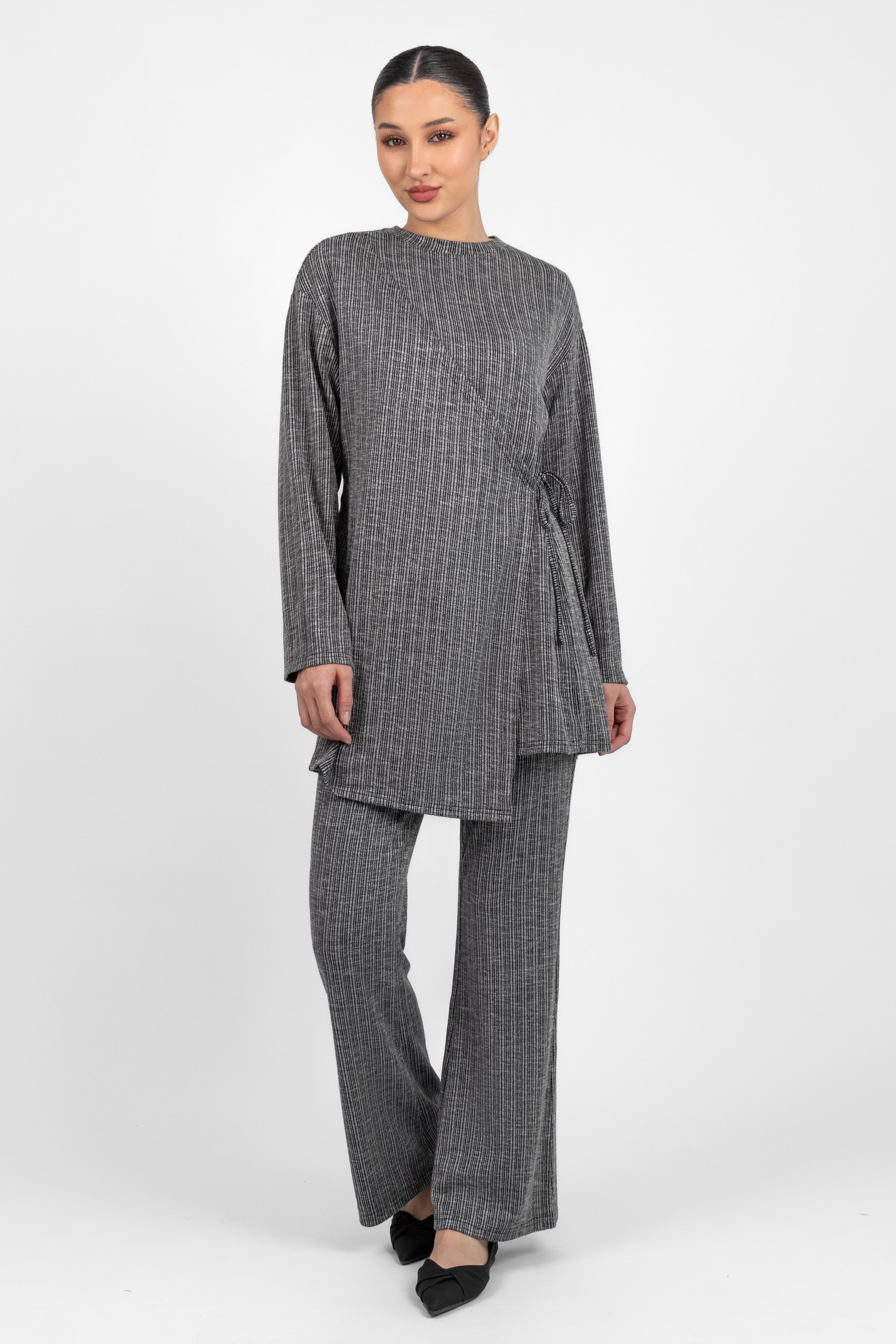 Wrap Knit Top - Salt & Pepper