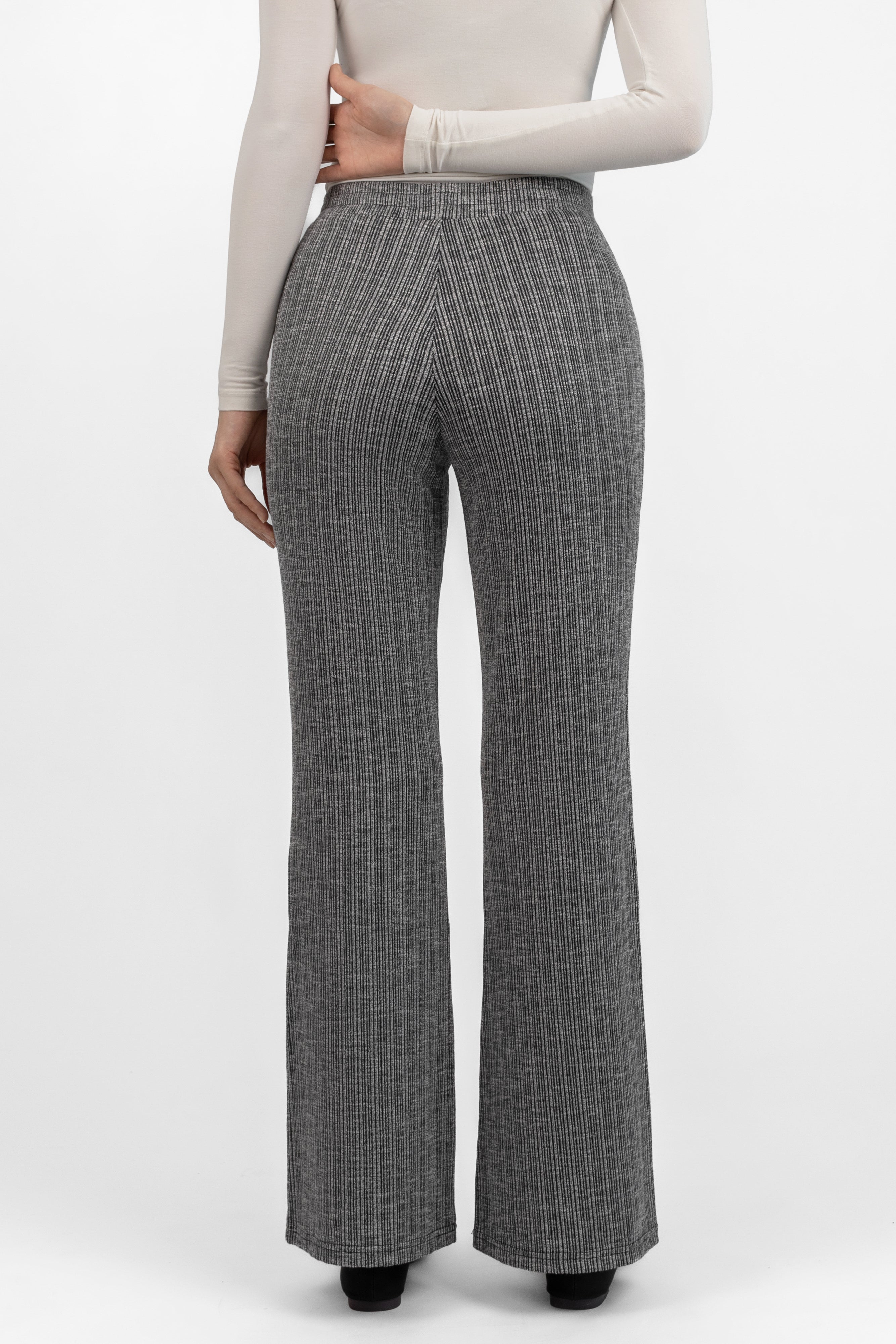 Flared Knit Pants - Salt & Pepper