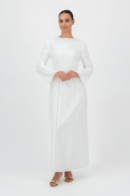 embroidered floral dress white Ivory Maxi - All Dresses White dress Lined Puff sleeves Surplice neckline Embroidery and ruffle trim detail Cut Prada floral-embroidered Silk Midi Dress