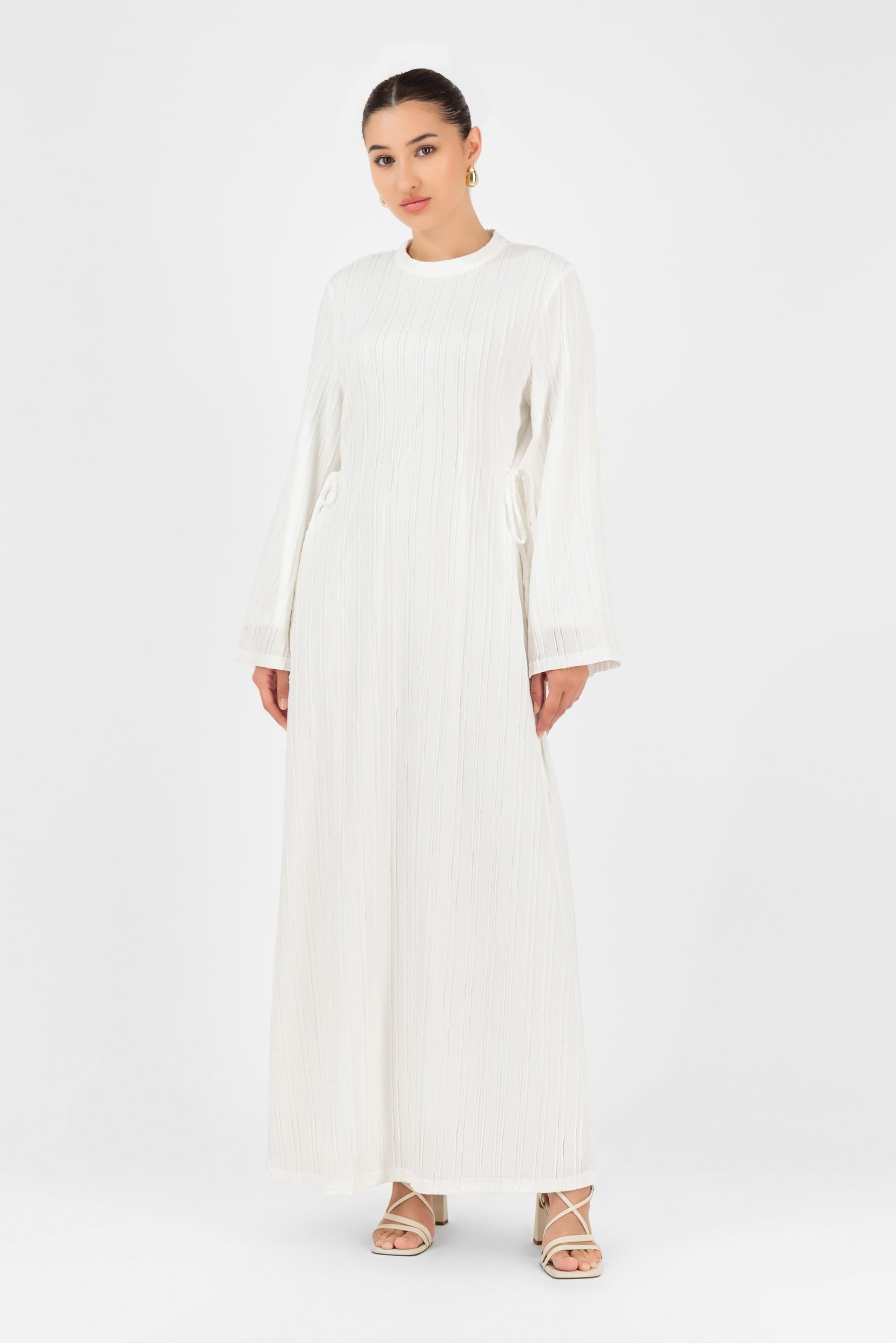 FARES Textured Bow Detail Dress White | Maxi Dresses for Women FARES Textured Bow Detail Dress White | Maxi Dresses for Women