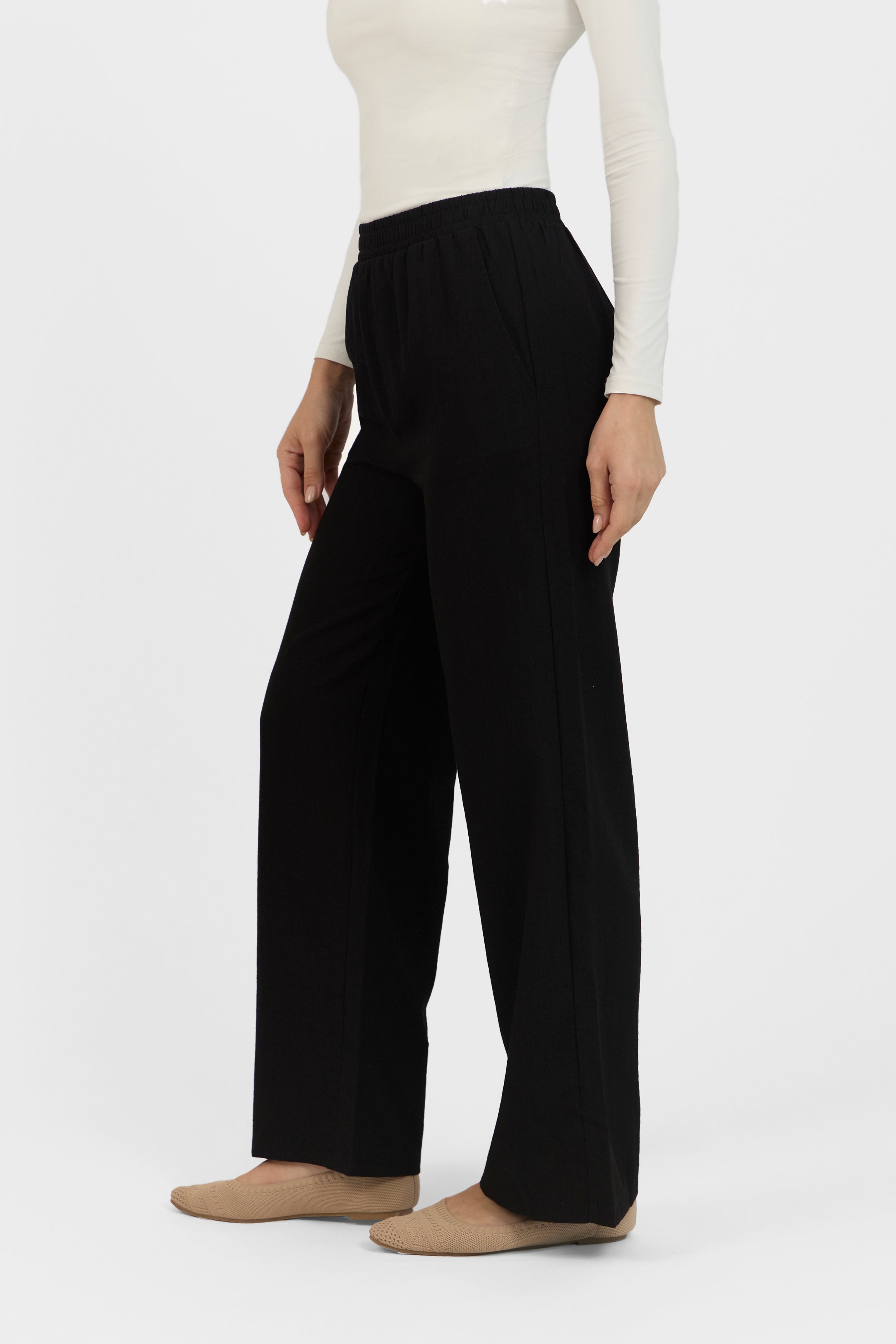 Flowy Wide Leg Pants - Black