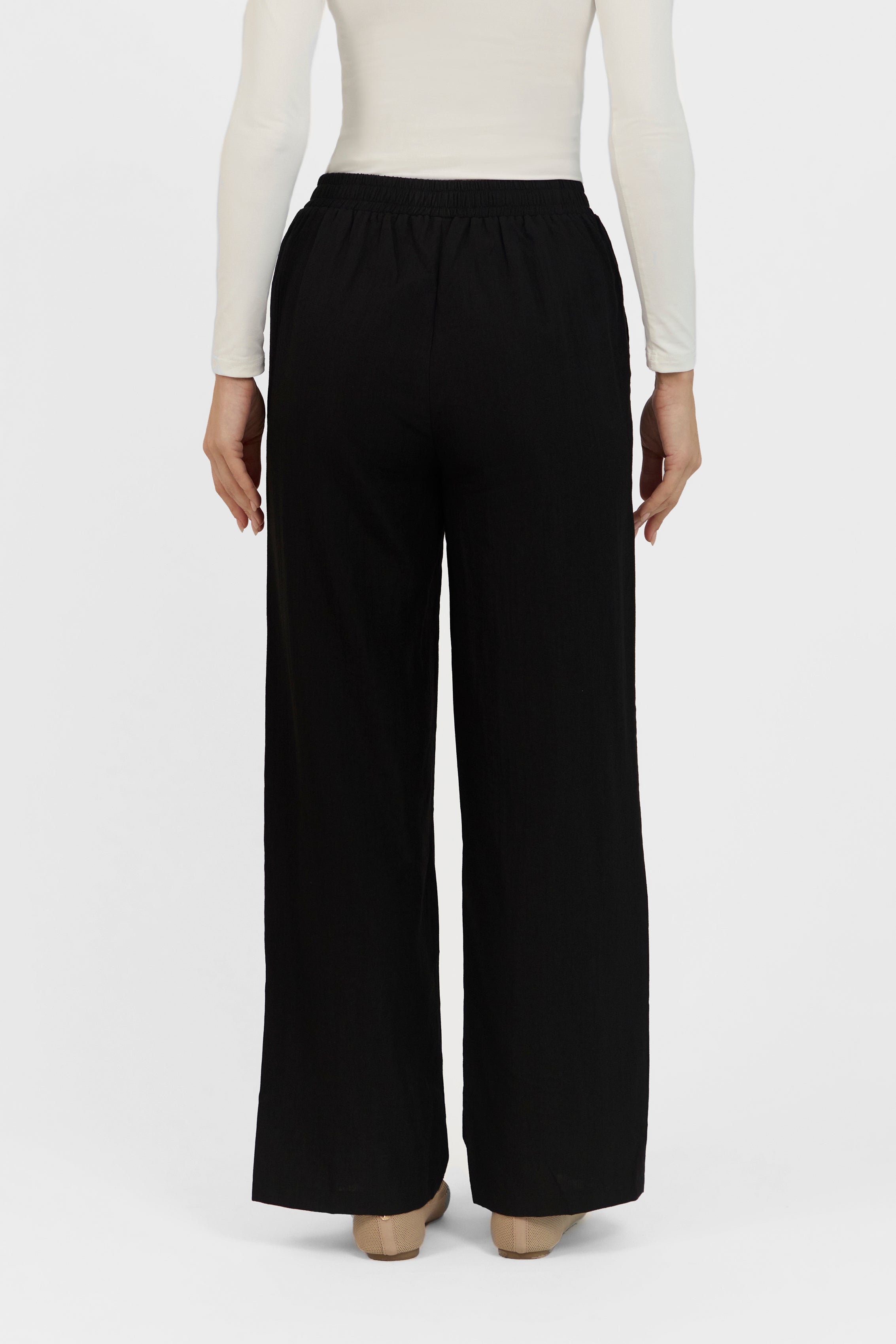 Flowy Wide Leg Pants - Black