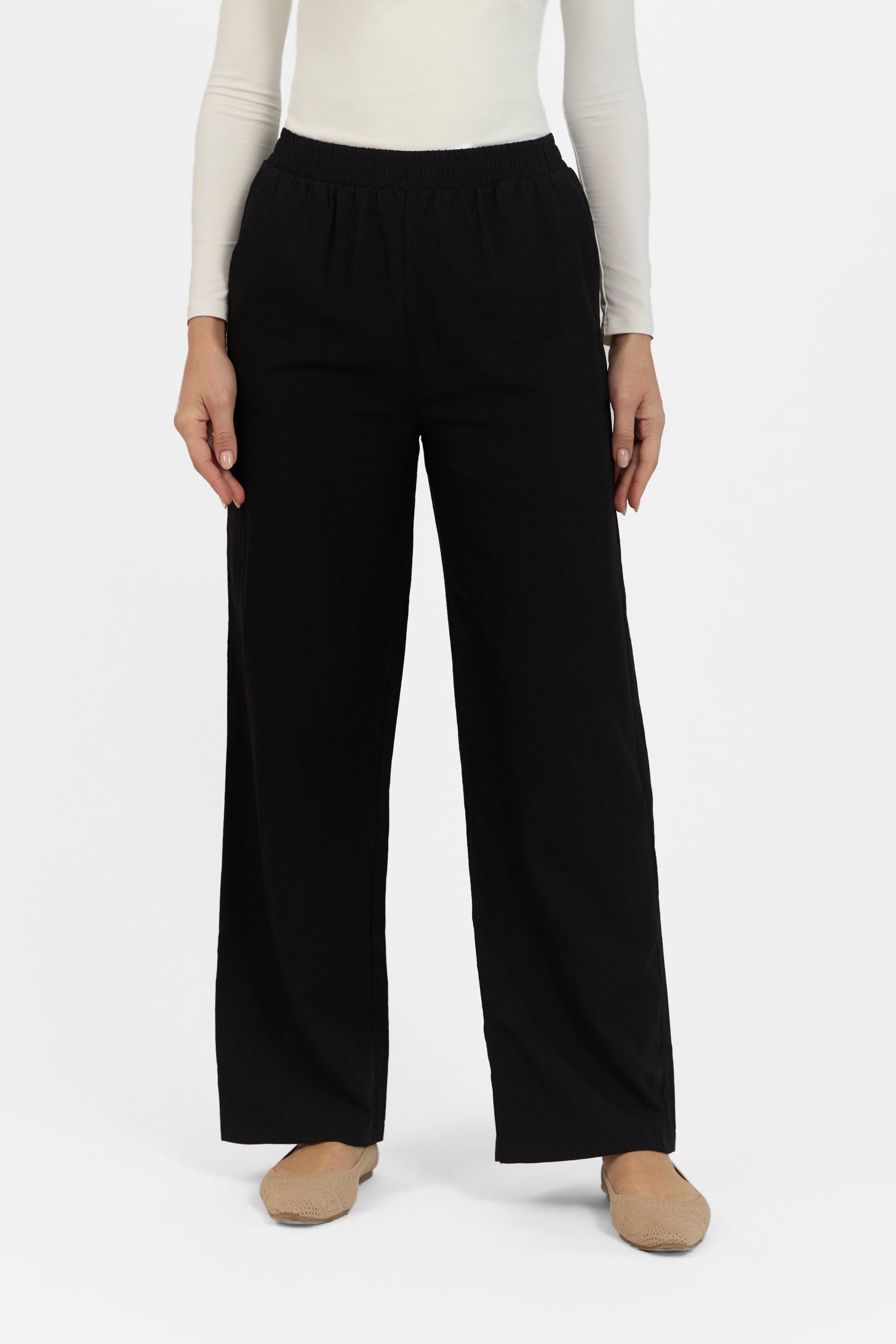 Flowy Wide Leg Pants - Black