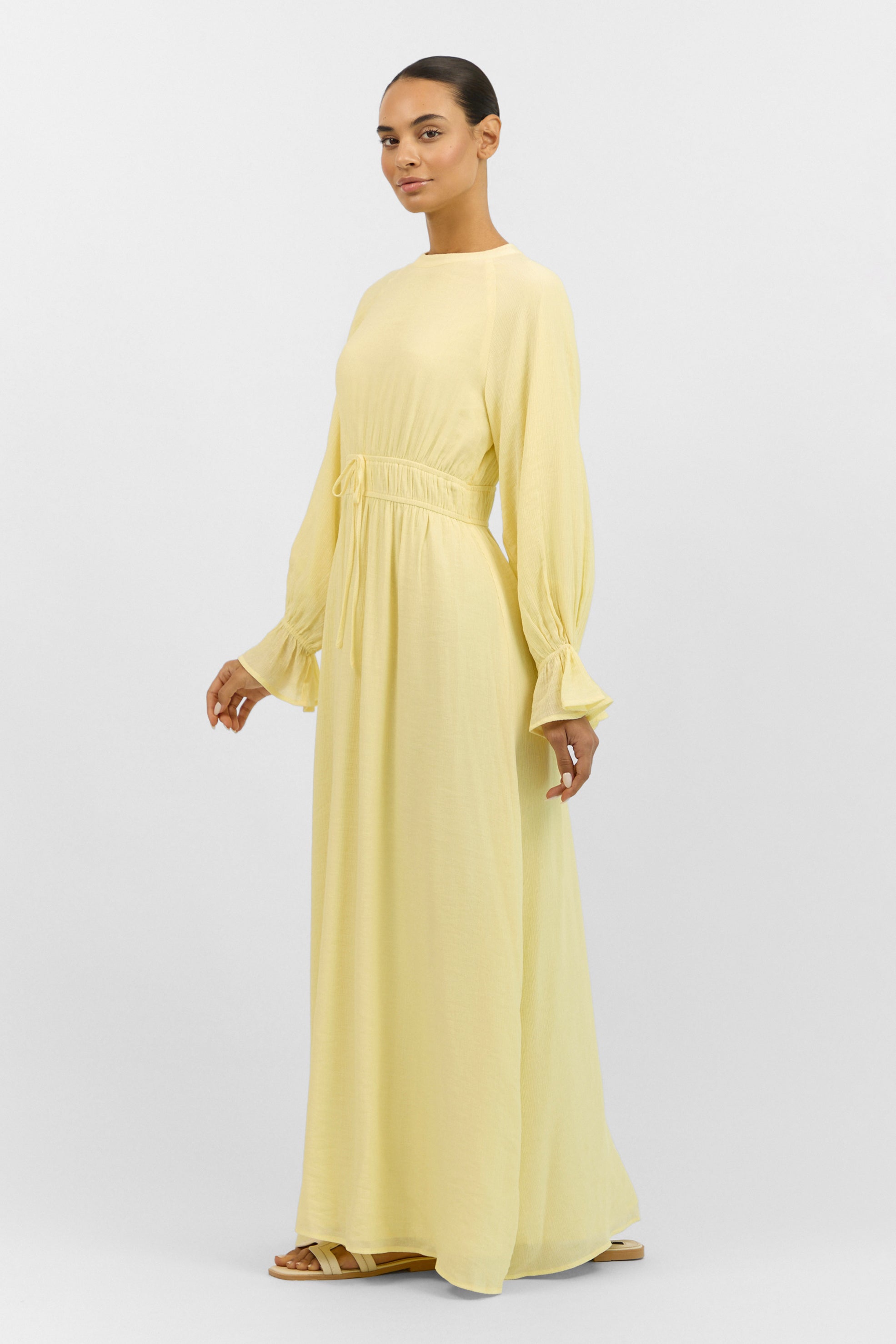 Bow Elastic Waist Dress - Lemon Slice