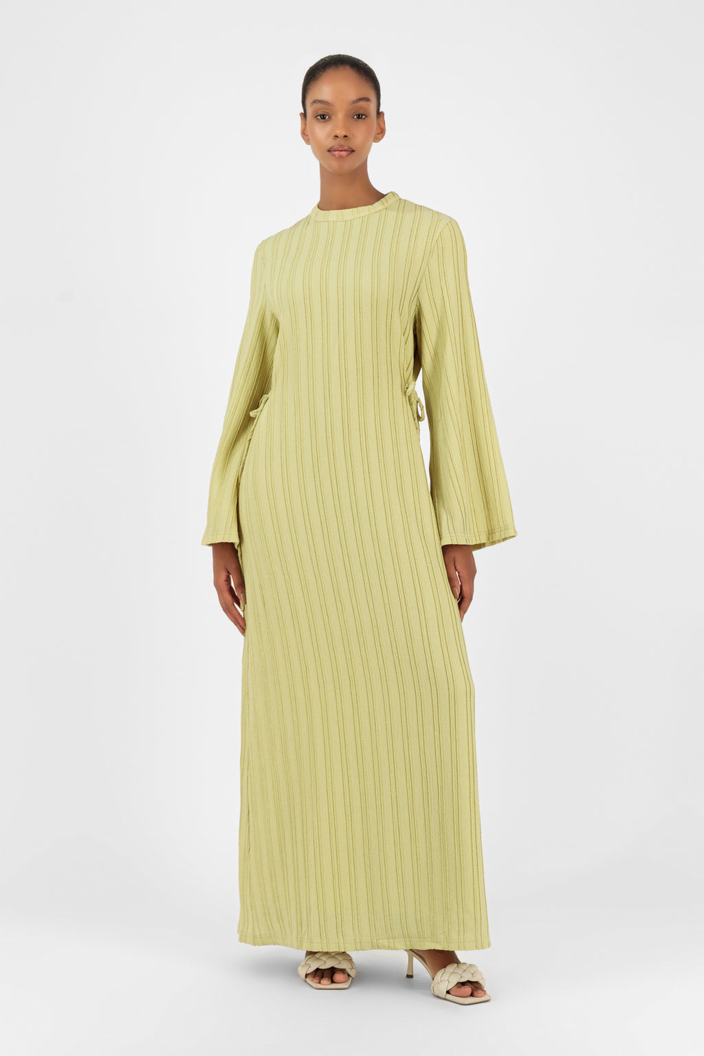 modest maxi dresses with sleeves Summer Dress - FARES - Lime Green - Textured Fabric Fabric Width) EU/UK Size:8 sankranthi Indian Bridal Wear in
