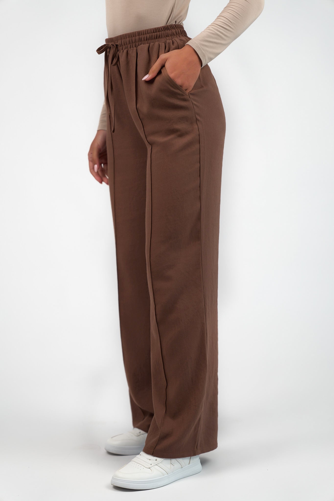 Pressed Crease Wide Leg Pants - Bear