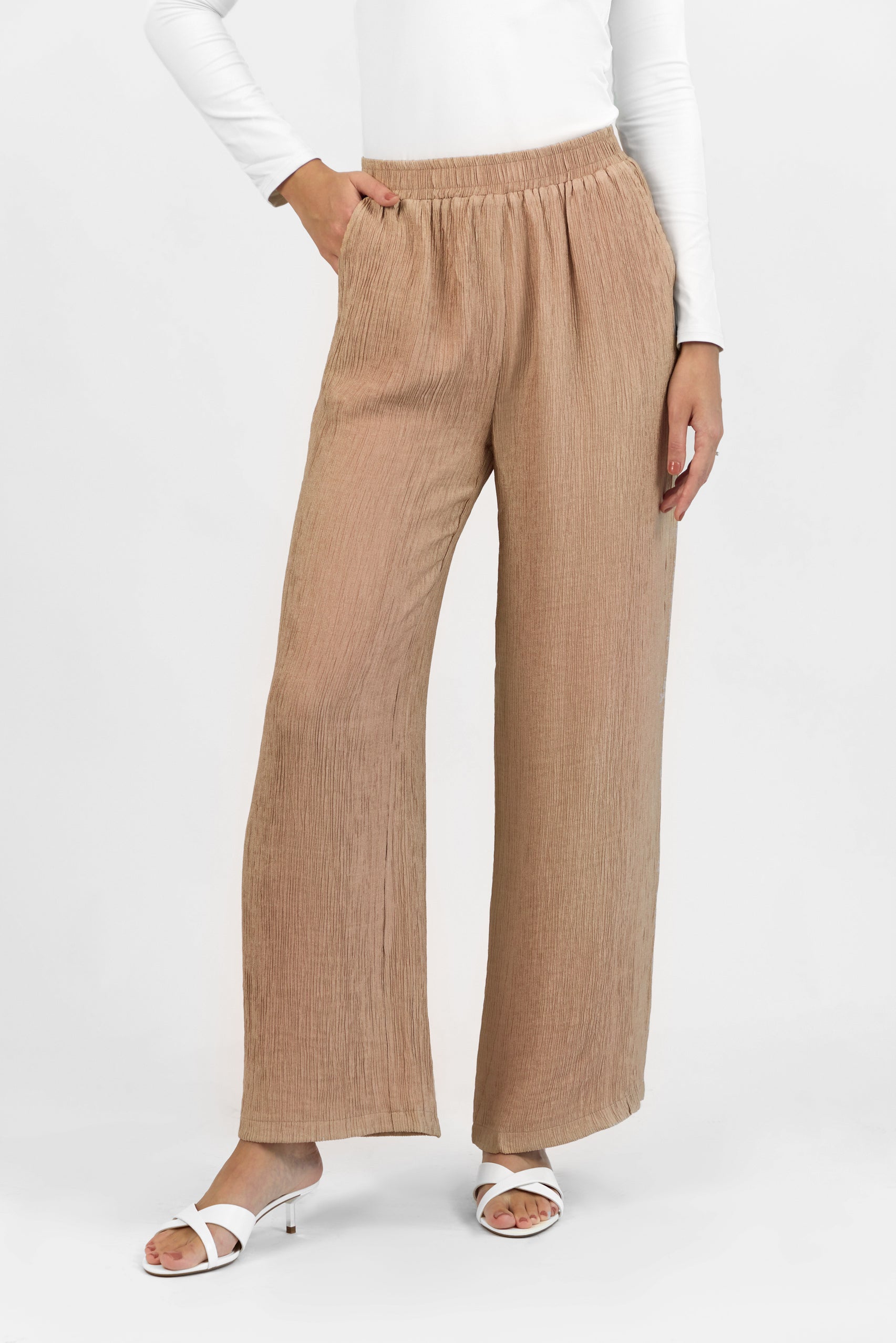 Rippled Relaxed Fit Pants - Shell