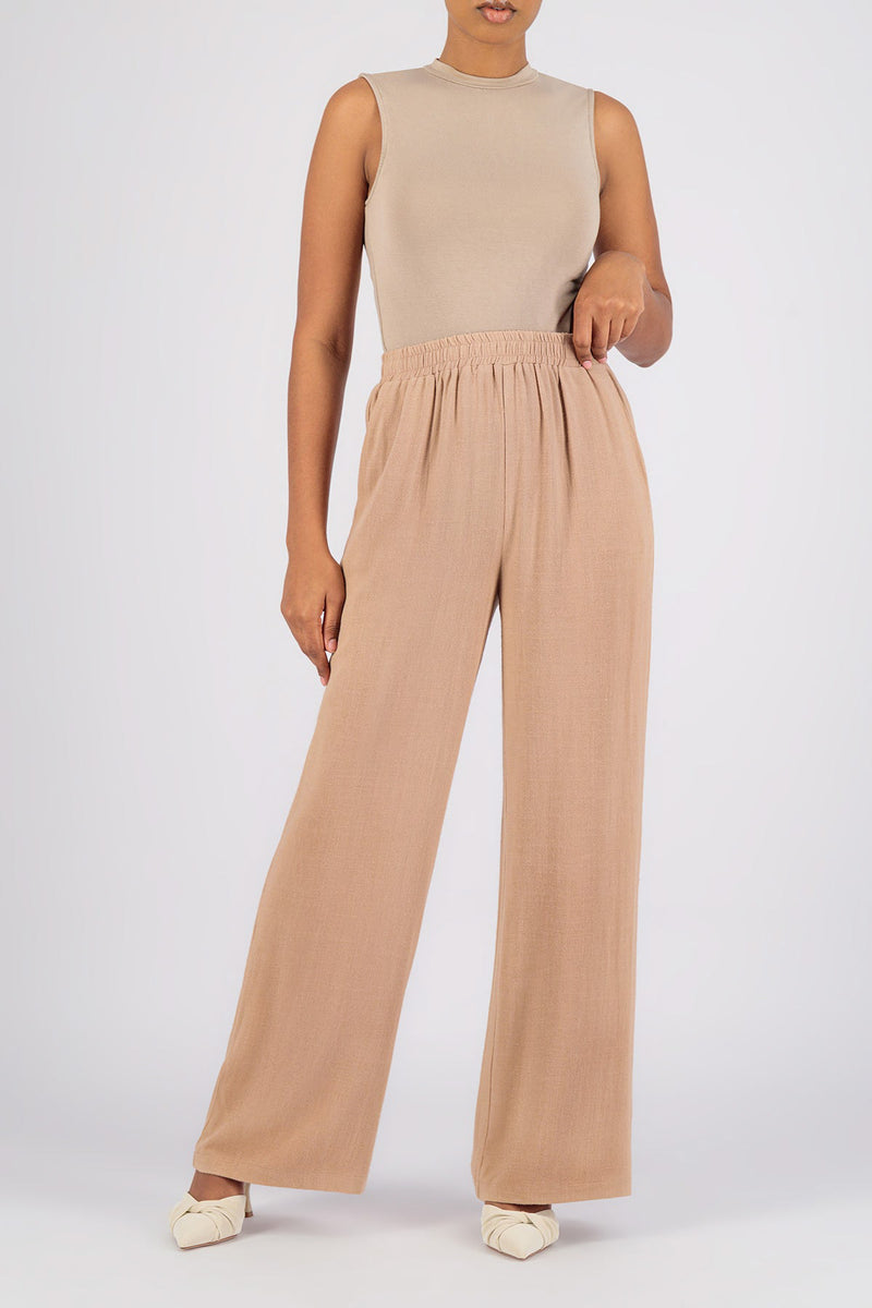 Linen Blend Pants - Almond
